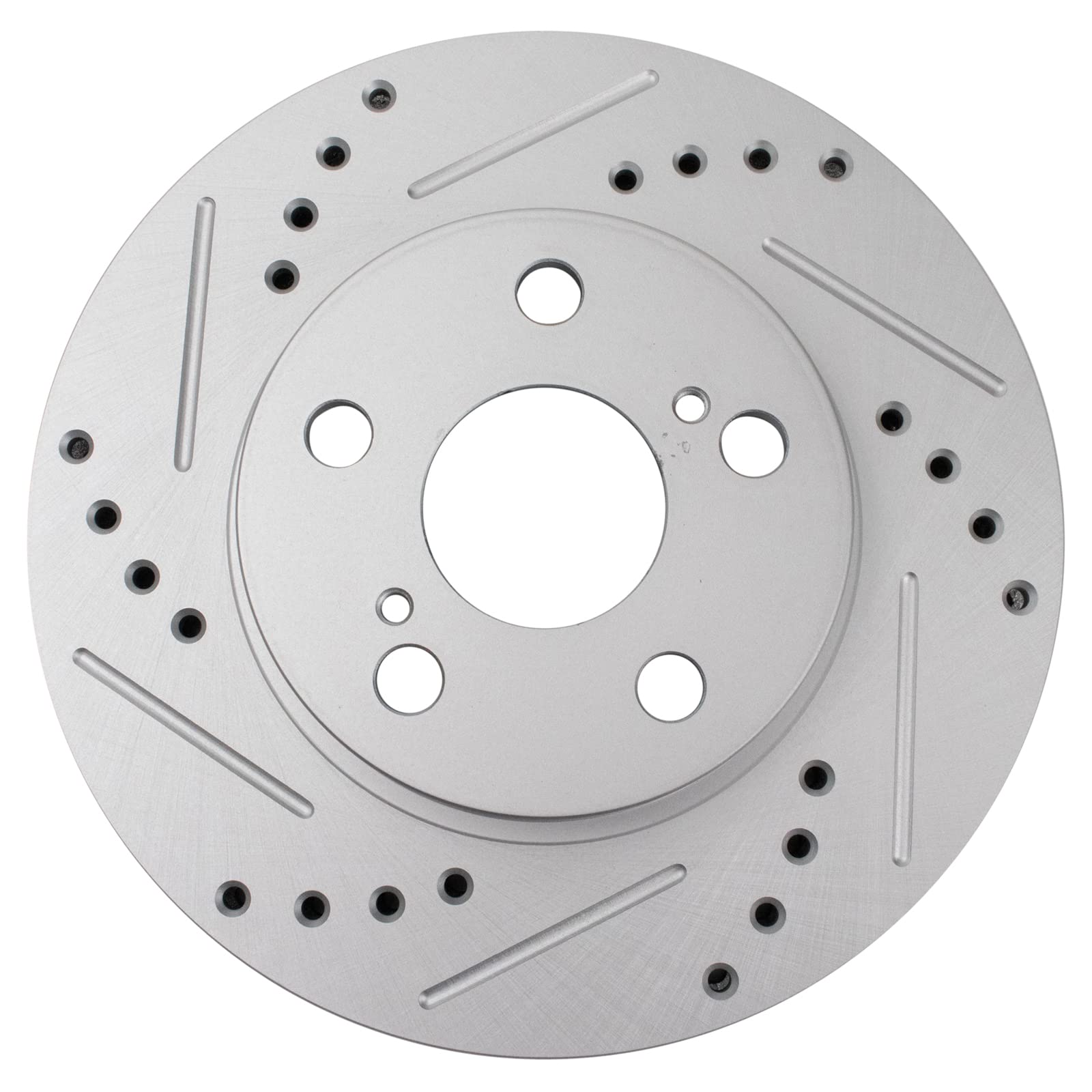 Trq Front Performance Brake Rotors Set Premium G-Coated Cross Drilled & Slotted Compatible With 2004-2009 Toyota Prius
