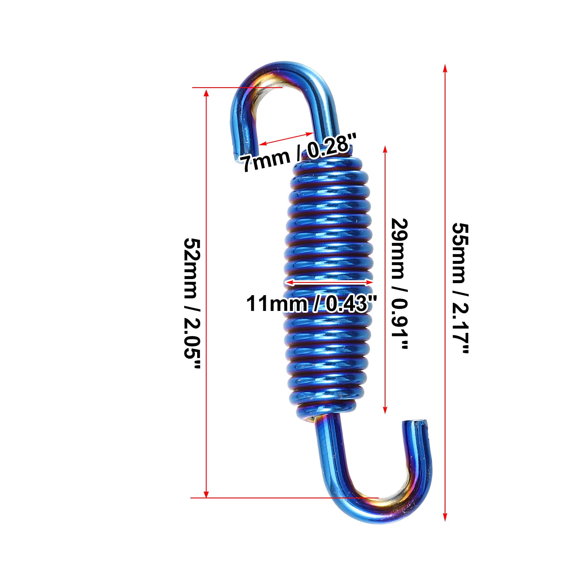 X AUTOHAUX 2 Pcs Motorcycles Universal Exhaust Pipe Spring 55mm 2.17'' Stainless Steel Exhaust Pipe Spring Hook Modified Accesso