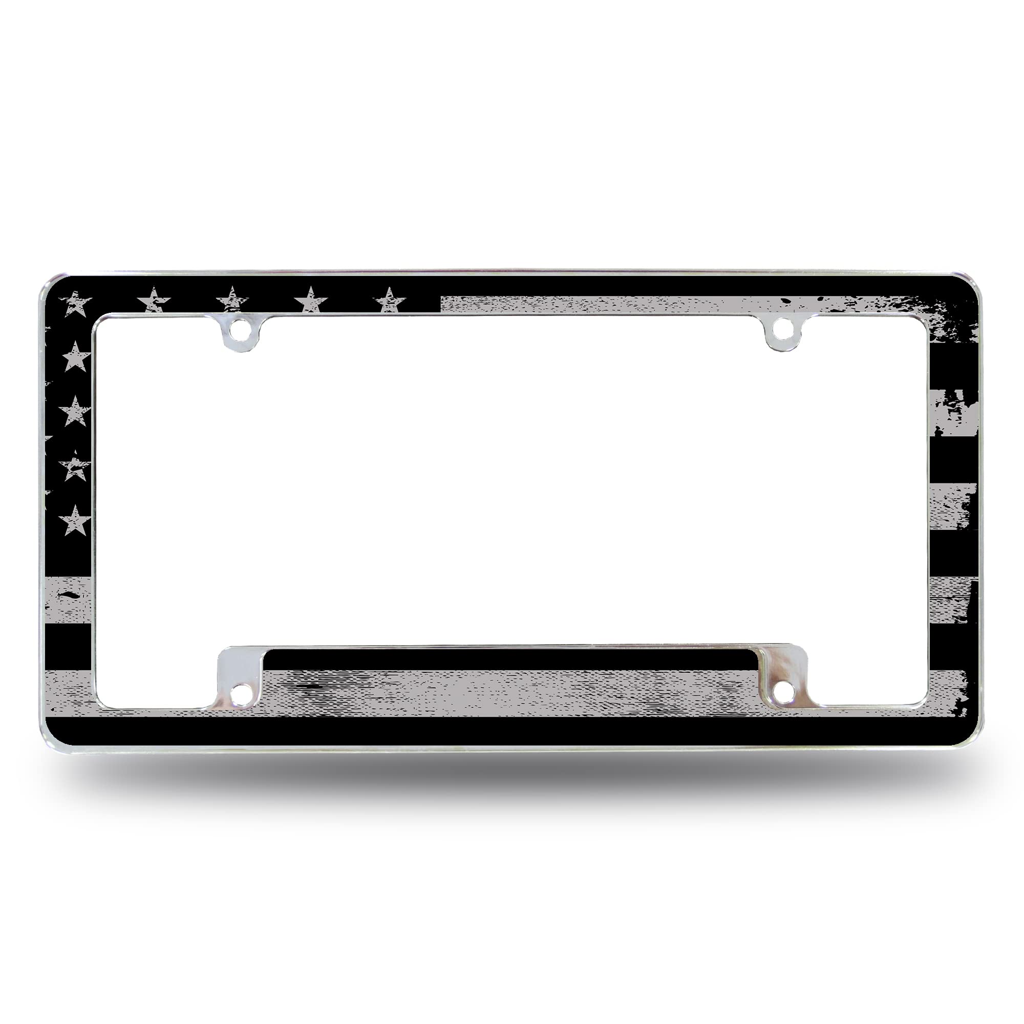 Rico Industries USA Blackout Flag All Over Automotive License Plate Frame for Car/Truck/SUV (12 x 6)