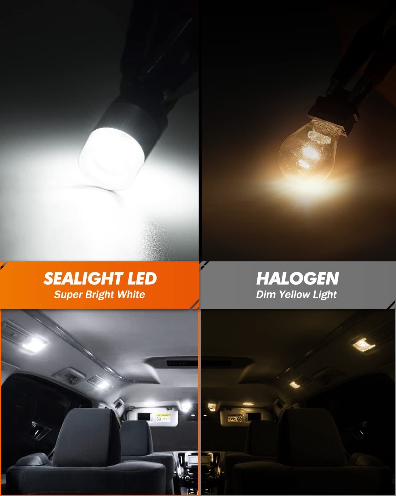 Sealight 194 Led Light Bulbs 6000K White, W5W 168 2825 T10 Car Interior Light Bulb Replacement For License Plate Light, Dome Lig