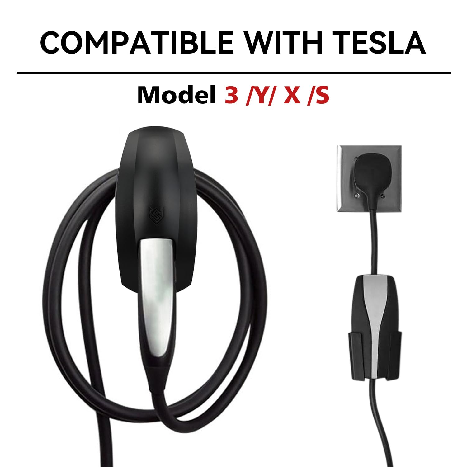 SEVEN SPARTA Tesla Charger Cable Organizer Holder with Bracket - Model 5864304163, Black