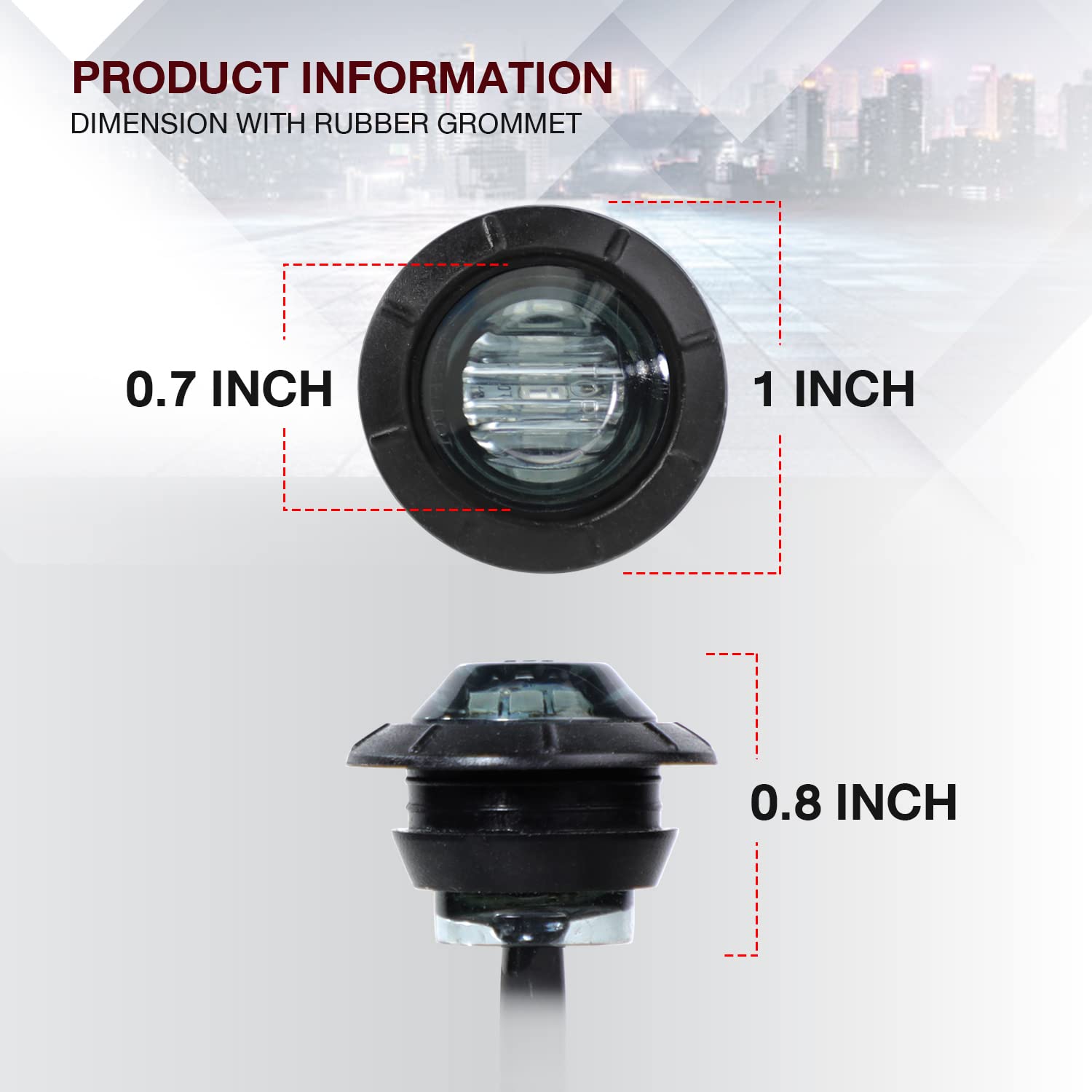 TMH 3/4 Inch Smoked Lens RED LED Marker Lights - Polycarbonate, Small Size, Pack of 20, Ideal for Trailer, Truck, RV, ATV, Bus, Van