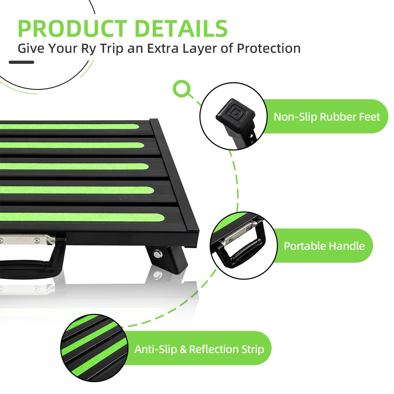 Garfatolrv 19     14.5    Large Rv Steps With Glow In The Dark Tapes Adjustable Rv Step Aluminum Rv Step Supports Up To 1500 Lbs