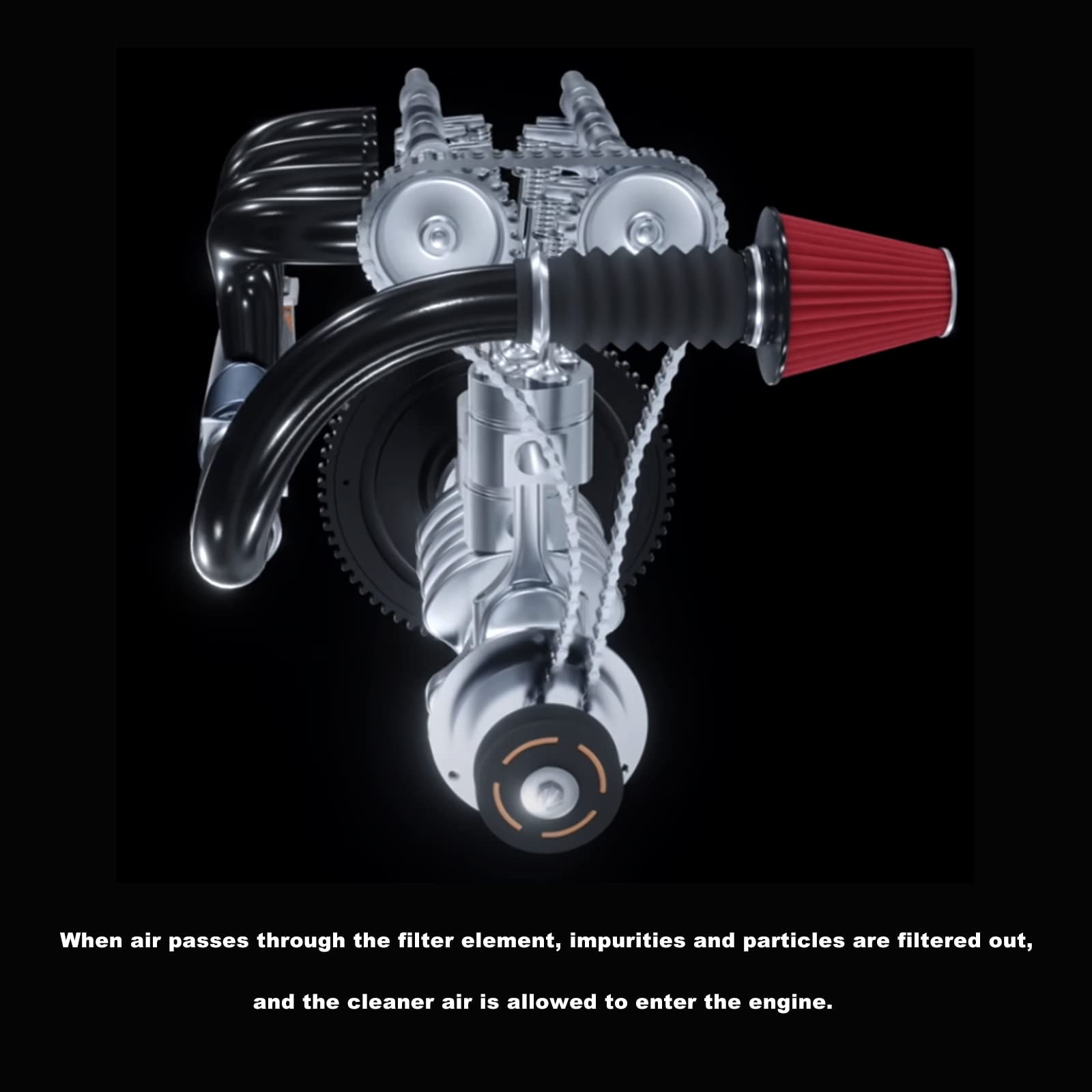 RYANSTAR RACING 152mm 6'' High Flow Round Tapered Cone Closed-Top Washable Clamp-On Dry Air Filter Long 265mm Tall