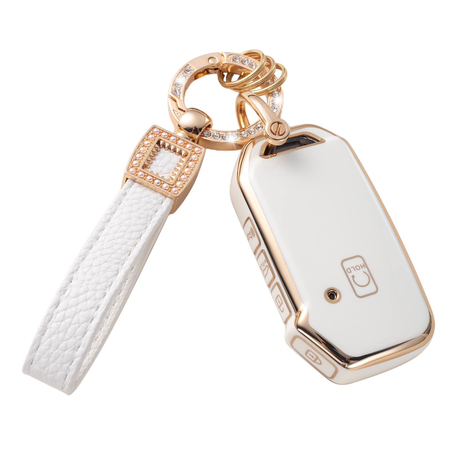 Cacarlike For Kia Key Fob Cover With Leather Lanyard, Car Key Fob Case Compatible With Kia Cerato Ceed Forte Niro Sorento Seltos