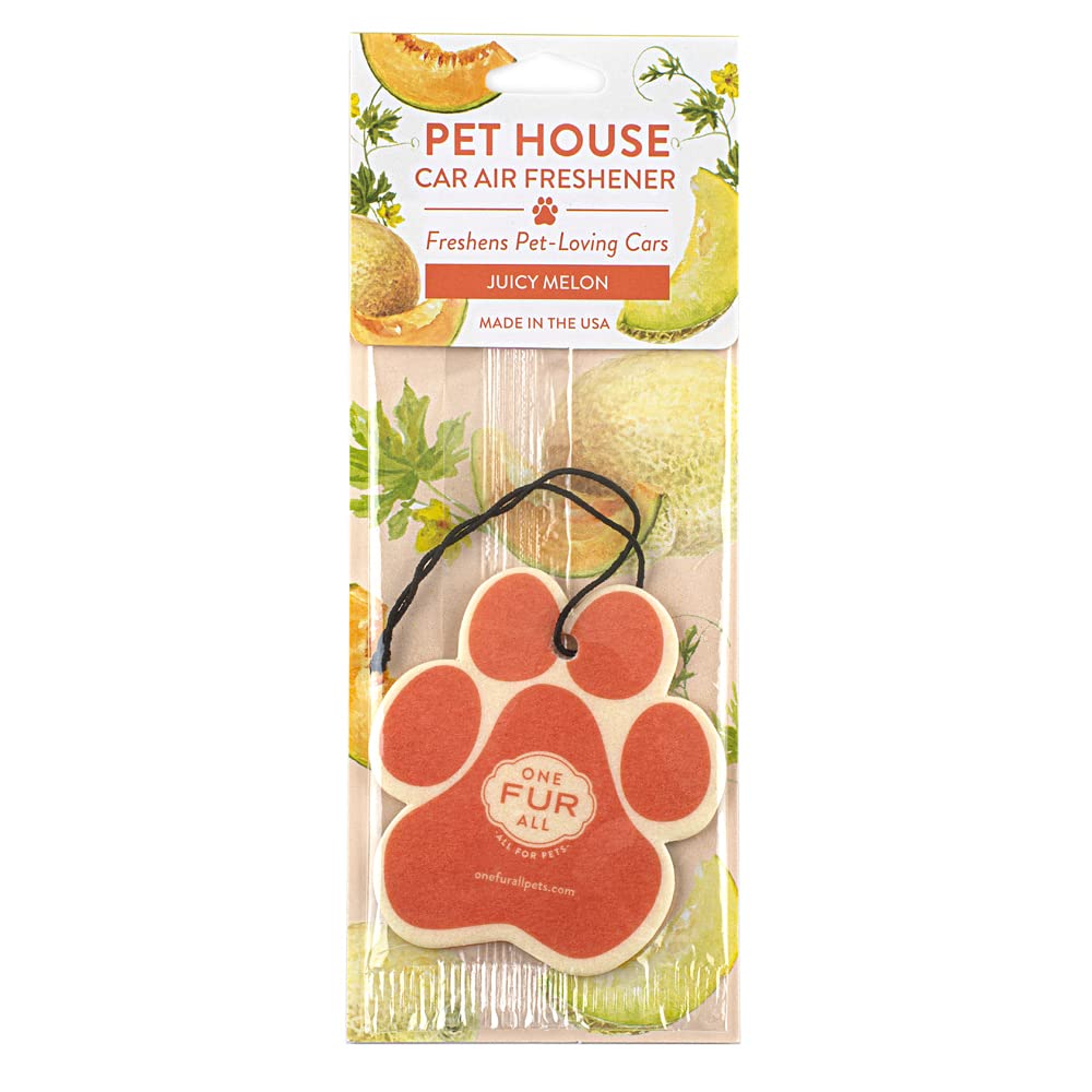 One Fur All Pet House Car Air Freshener - Juicy Melon Pack Of 4 - Non-Toxic Car Air Freshener - Pet-Friendly Air Freshener For S
