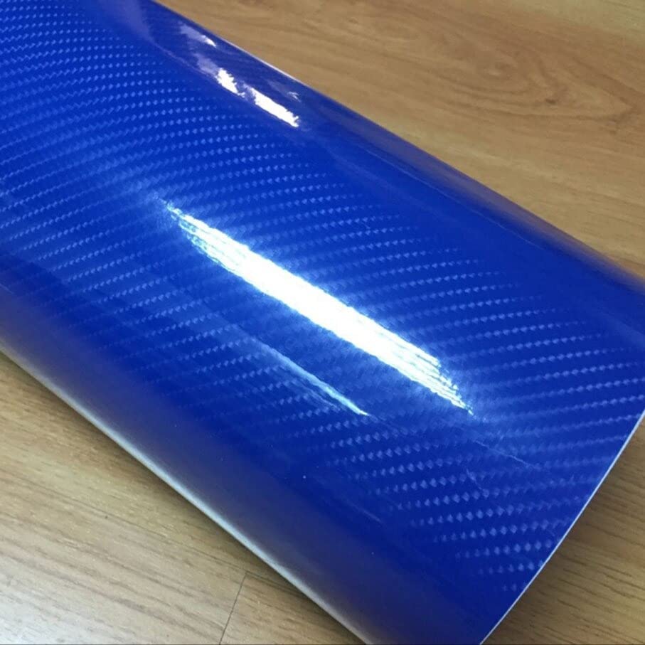 RockRose 7D Blue Carbon Fiber Vinyl Wrap 1FT x 10FT - Anti-Wrinkle, Air Release, Self-Adhesive Car Sticker, Model CR7D-B-12-