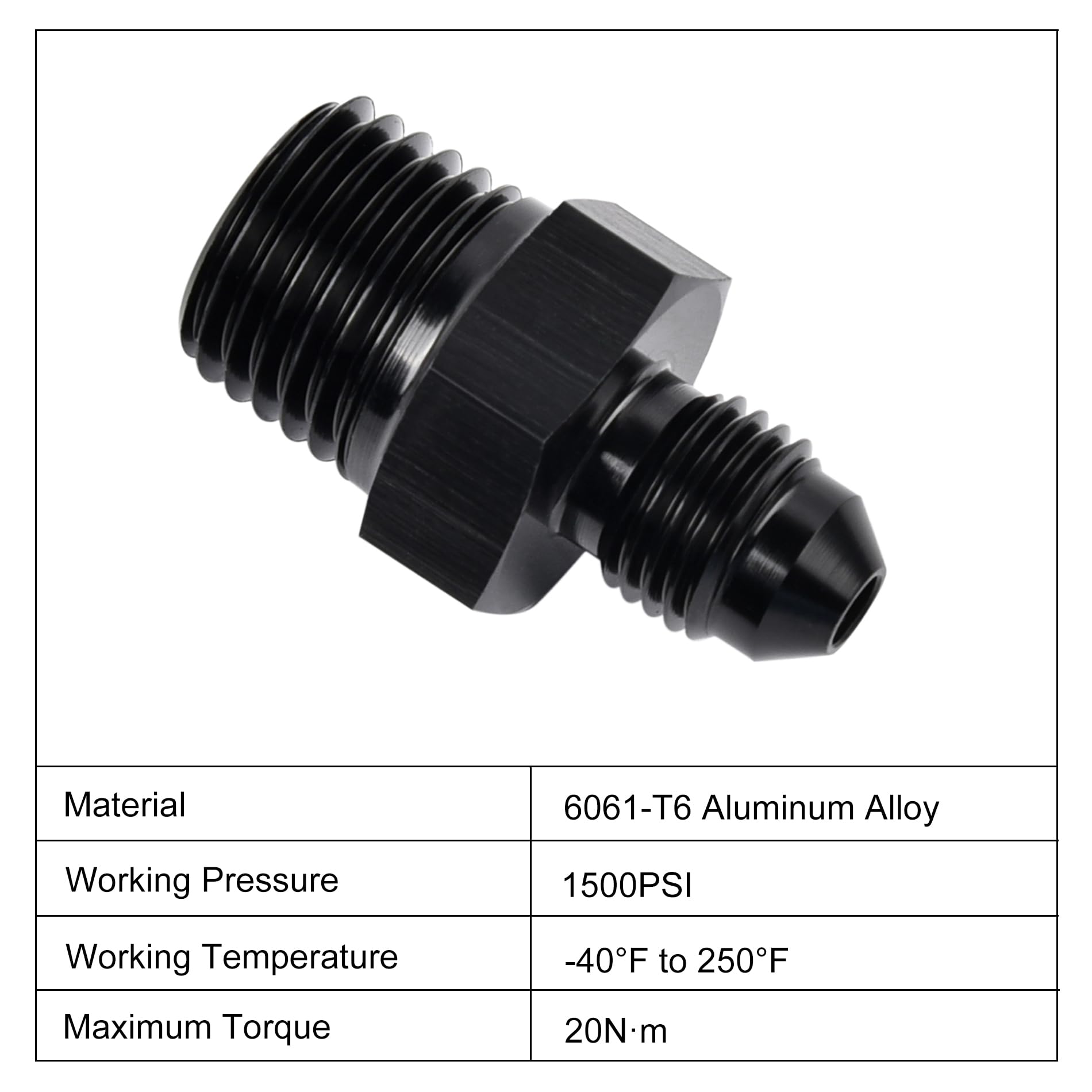 Evil Energy 3An Male Flare To 1/4'' Npt Pipe Fitting Adapter Aluminum Straight Black