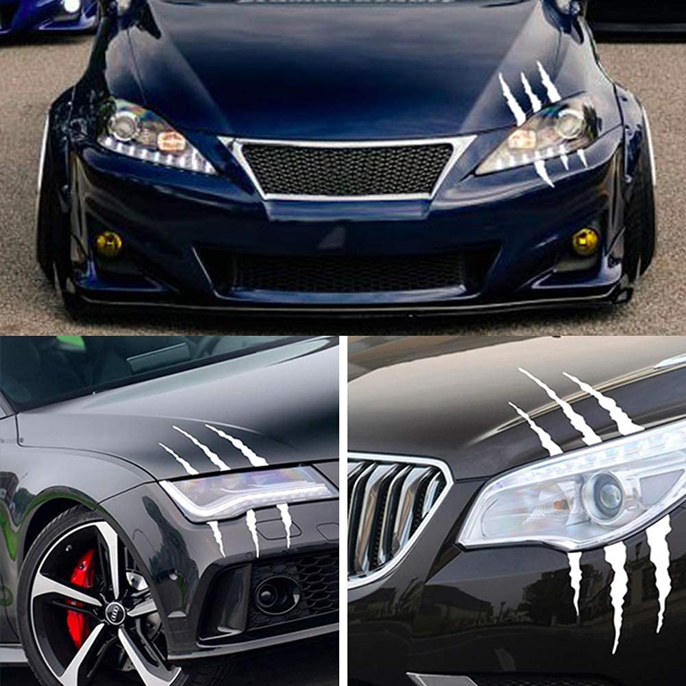 Car Stickers Reflective Monster Claw Scratch Marks Headlight Bumper Sticker Waterproof Decal (Black)