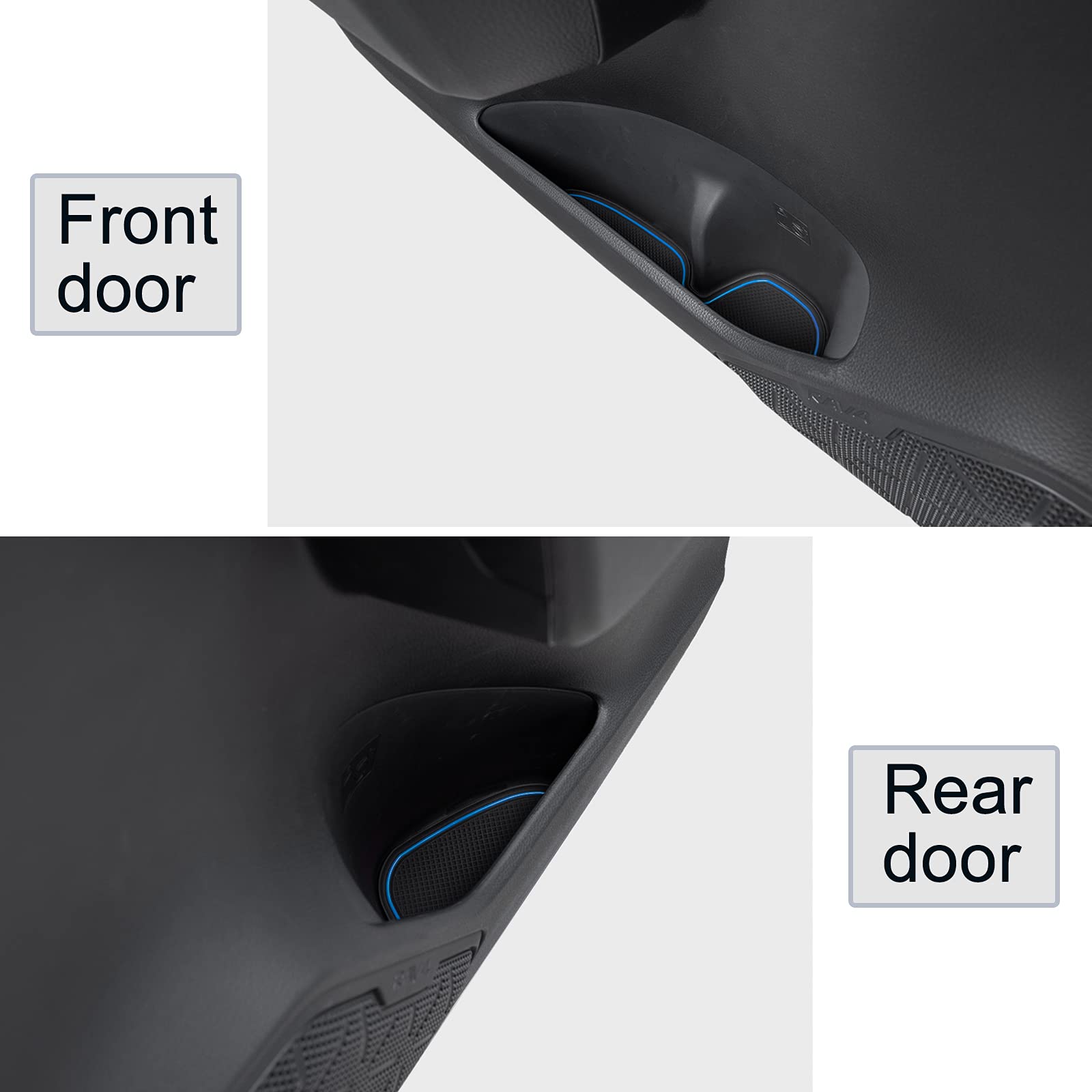 Jdmcar Liner Accessories Compatible With Toyota Rav4 2024 2023 2022 2021 2020 2019 And 2021-2024 Rav4 Prime, Custom Fit Cup Holder, Center Console, And Door Pockets Inserts Kit (Blue Trim) - 15 Pc Set
