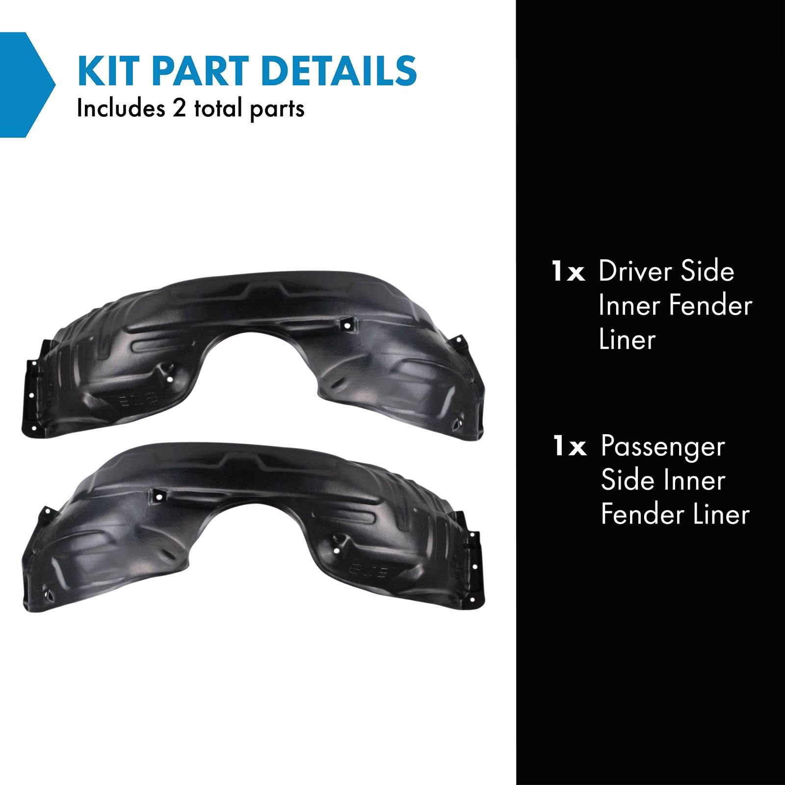 Trq Inner Fender Liner Set Compatible With 2002-2003 Lexus Es300 2004-2006 Es330 Lx1250111 Lx1251111