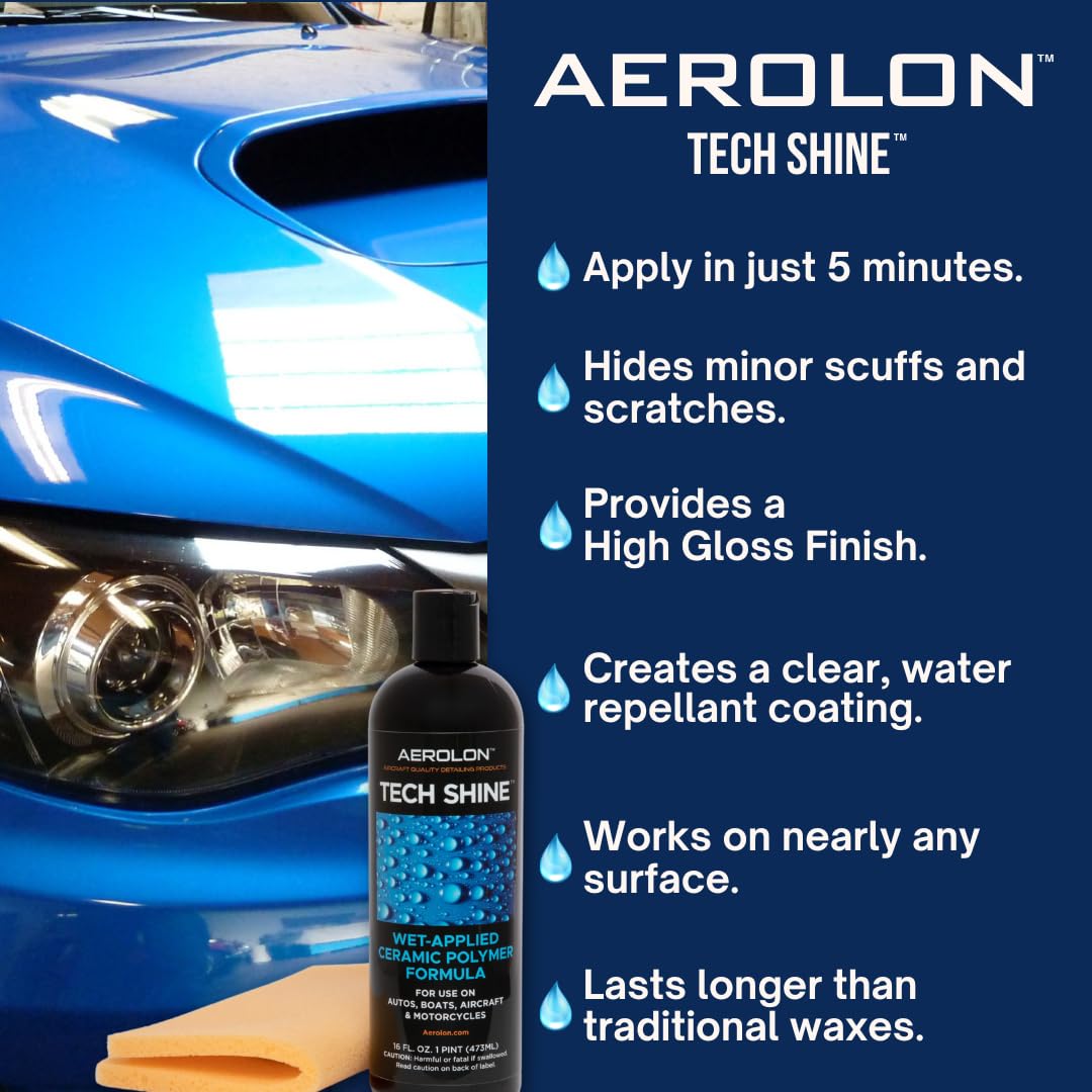 Aerolon Tech Shine Polymeric Car Wax - Fast Wet-Applied Coating - 1 Gallon Jug - Hydrophobic Protection for All Exterior Surfaces