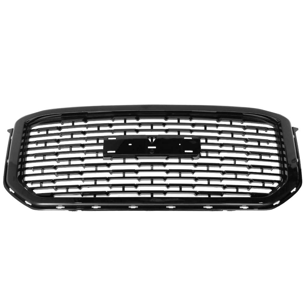 Grille Compatible With 2015-2020 Gmc Yukon Xl, Denali Style Front Grille Grill Guard Replacement Abs Black By Ikon Motorsports