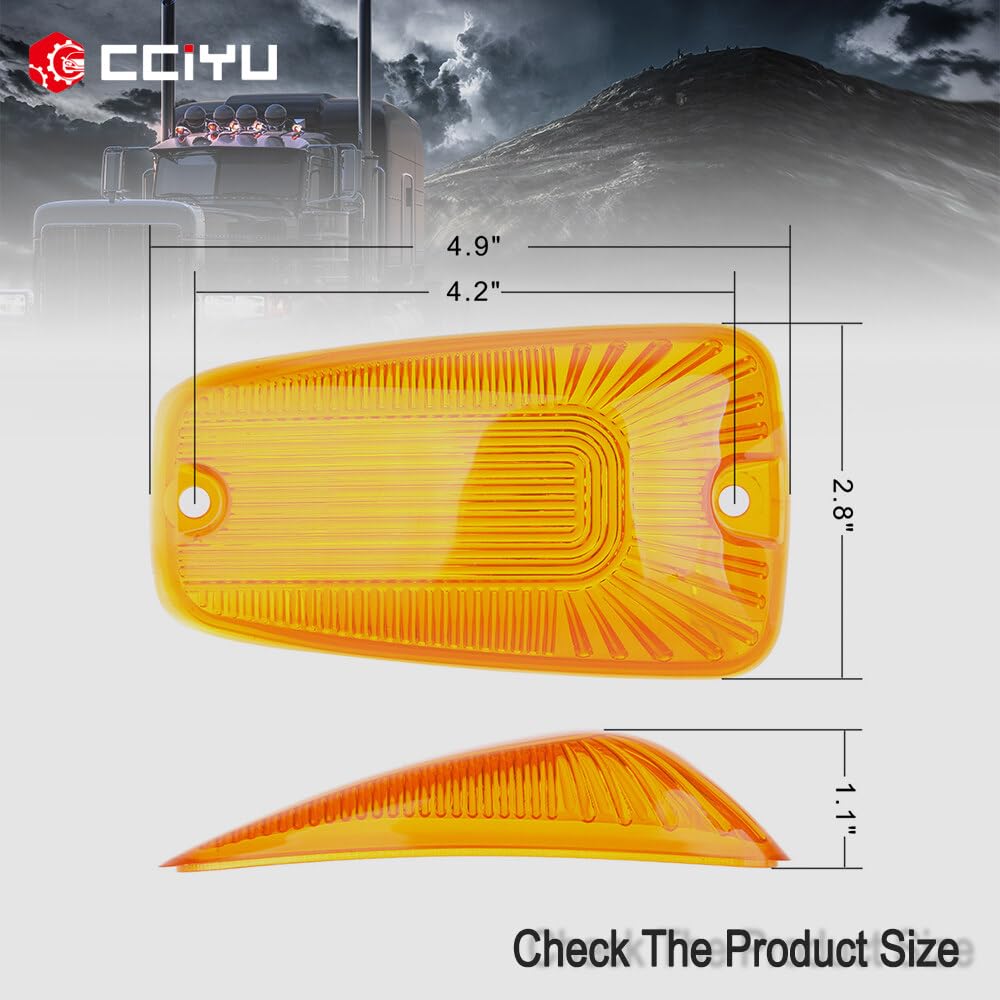 cciyu Cab Marker Light Assembly - Amber Lens, 5 pcs for 1988-2000 Chevy/GMC Truck, Model 4333020317