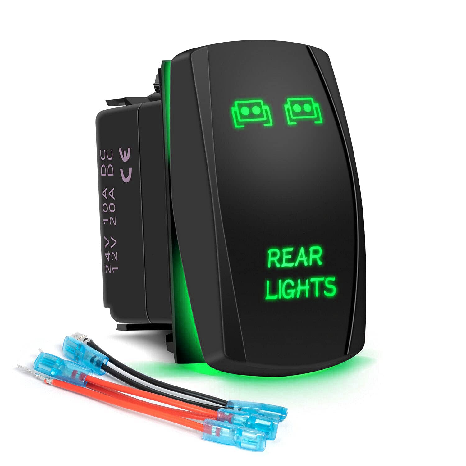 Green Led Light Bar + Rear Lights Toggle Rocker Switches Compatible For Car Truck Atv Utv Polaris Ranger Rzr Turbo Can Am Comman