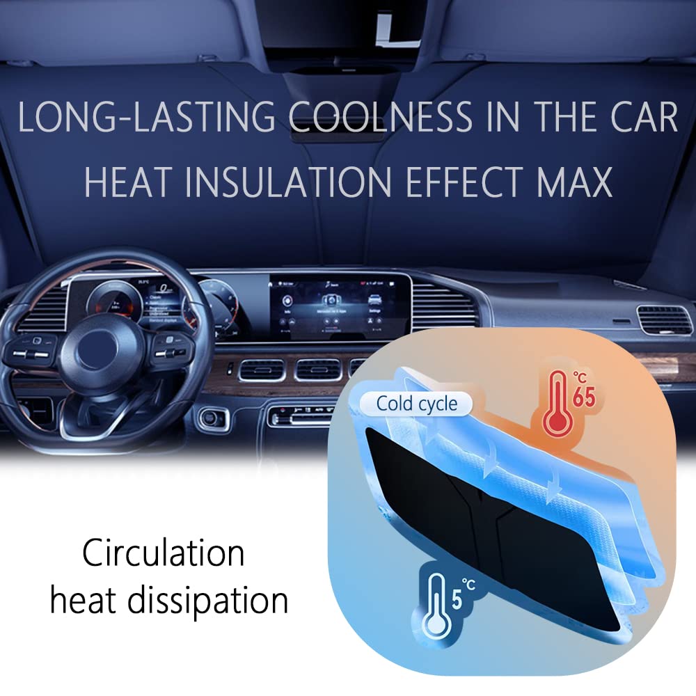 240T Thickened Automotive Glass Sunshade And Comes With Storage Bag,Keep Car Interior Cool,Windshield Sun Shade Fit For Small Cars(M(55.12 * 27.6 Inch)