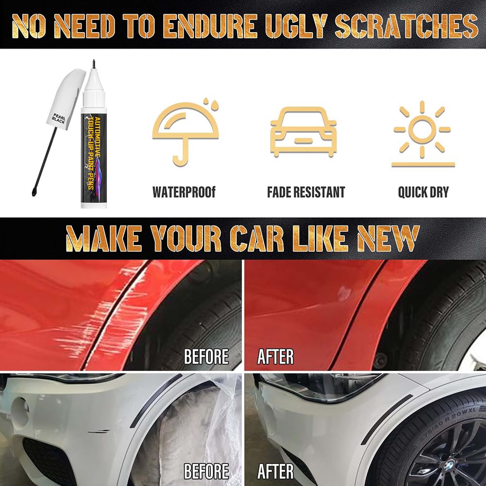 Touch Up Paint for Cars(Pearl Black), Automotive Car Touch Up Paint Pen, Two-In-One Car Paint Scratch Repair, Car Scratch Remove