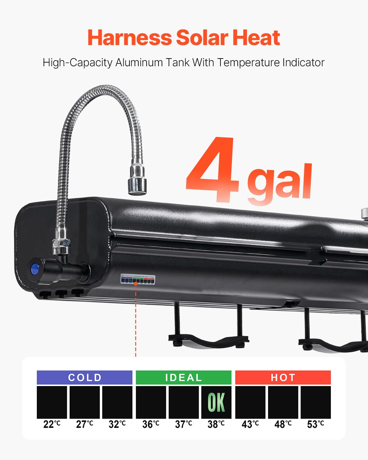 VEVOR Pressurized Water Tank, 4 Gal, Lightweight Aluminum Metal,Multi-Dispensing Outdoor Roof Rack Water Tank with 2 Splash-Guar