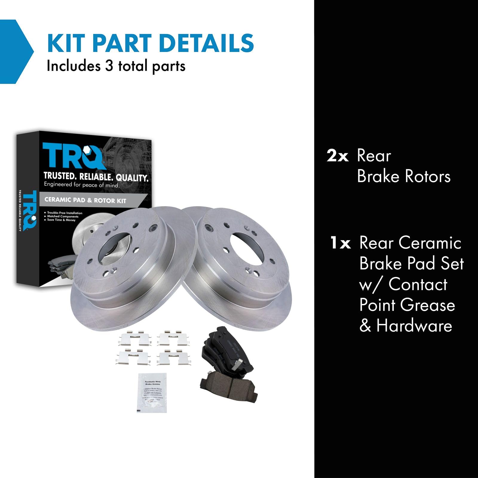 TRQ Rear Brake Pad & Rotor Kit Brake Pads Brake Rotor Ceramic Compatible with 2006-2009 Hyundai Azera