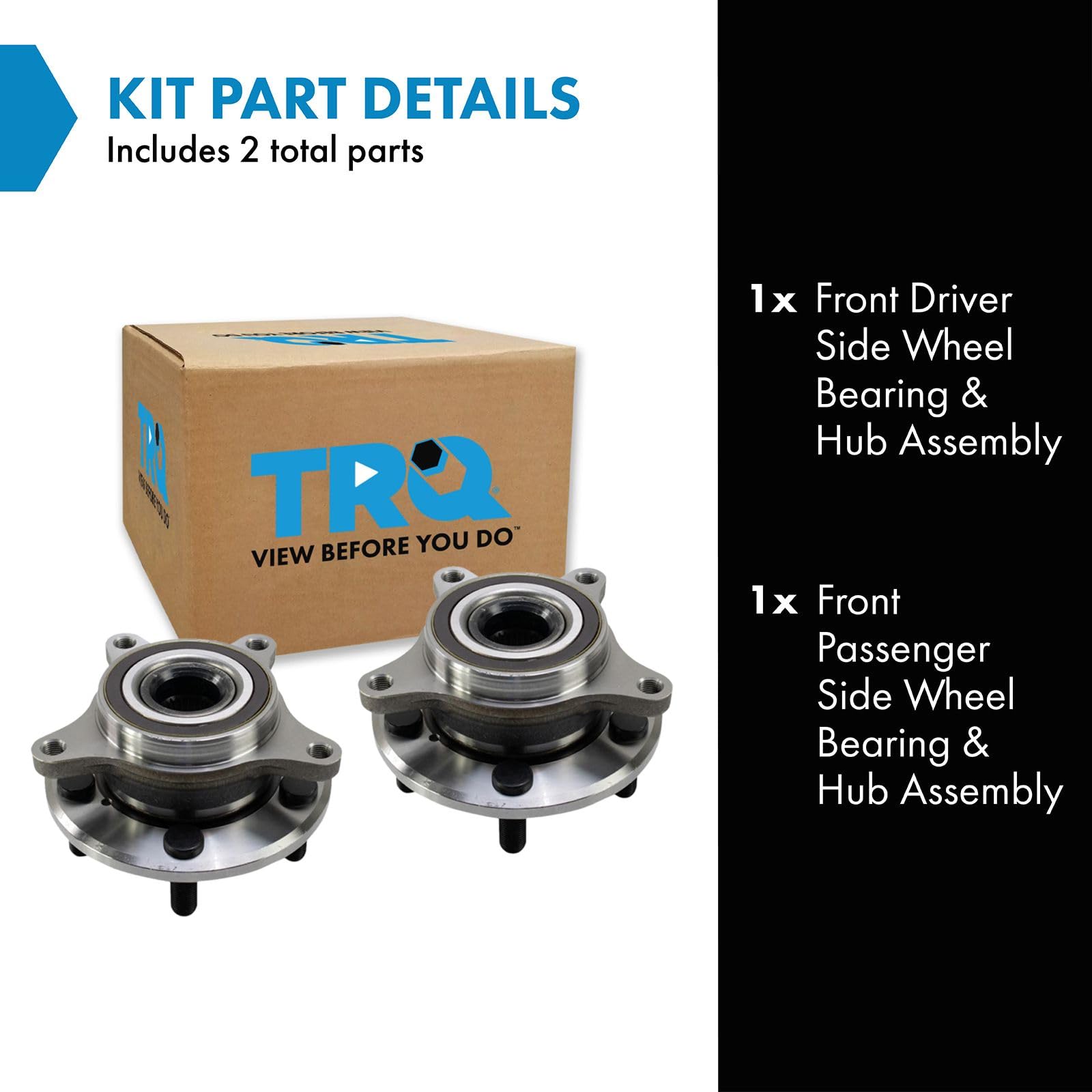 Trq Front Wheel Hub Bearings Assembly Set Compatible With 2017-2021 Honda Civic