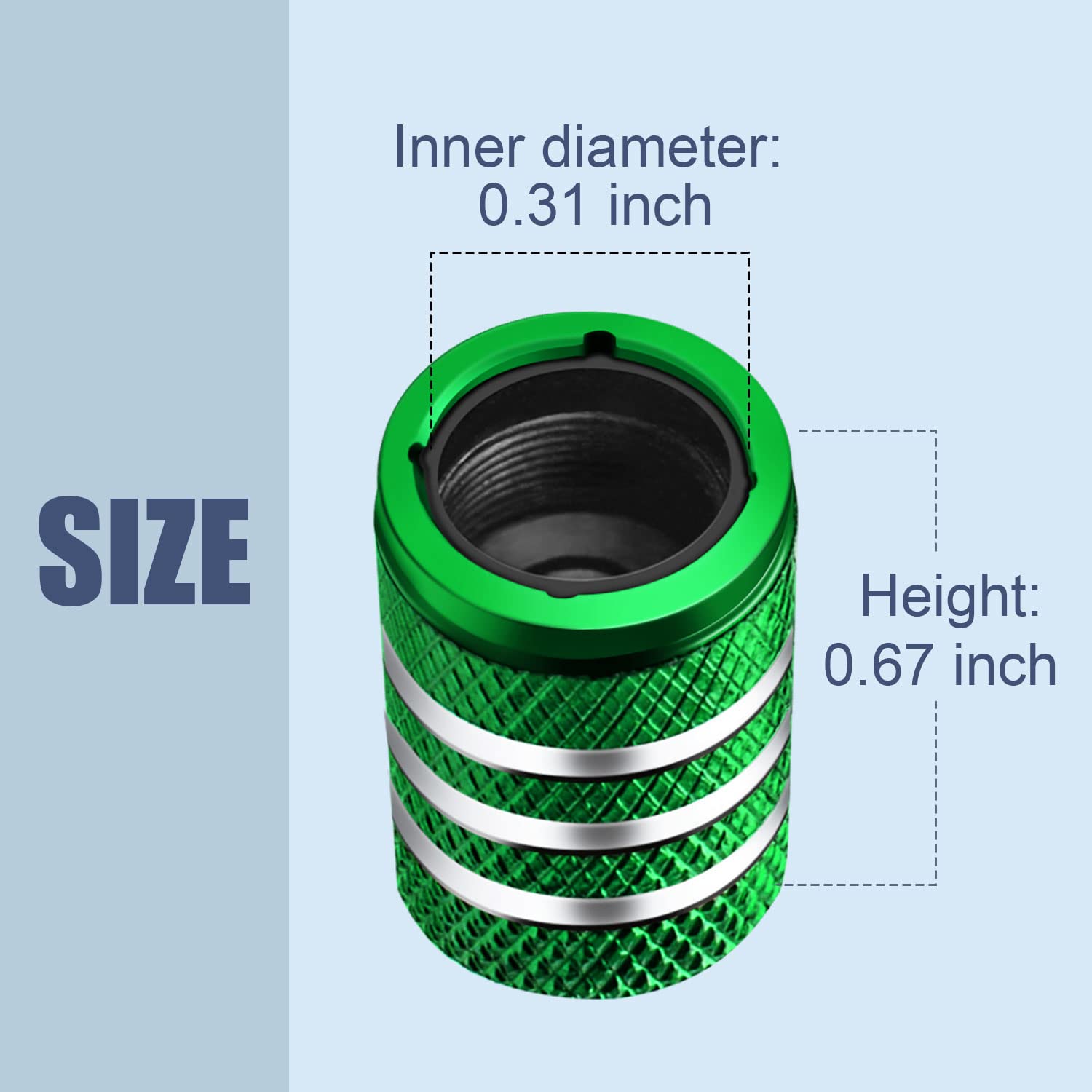 Decurcar Tire Valve Stem Caps - (5 Pack) Air Cap Metal With Plastic Liner Corrosion Resistant Leak-Proof American Flag For Car Truck Motorcycle Bike Green, Green,Metallic