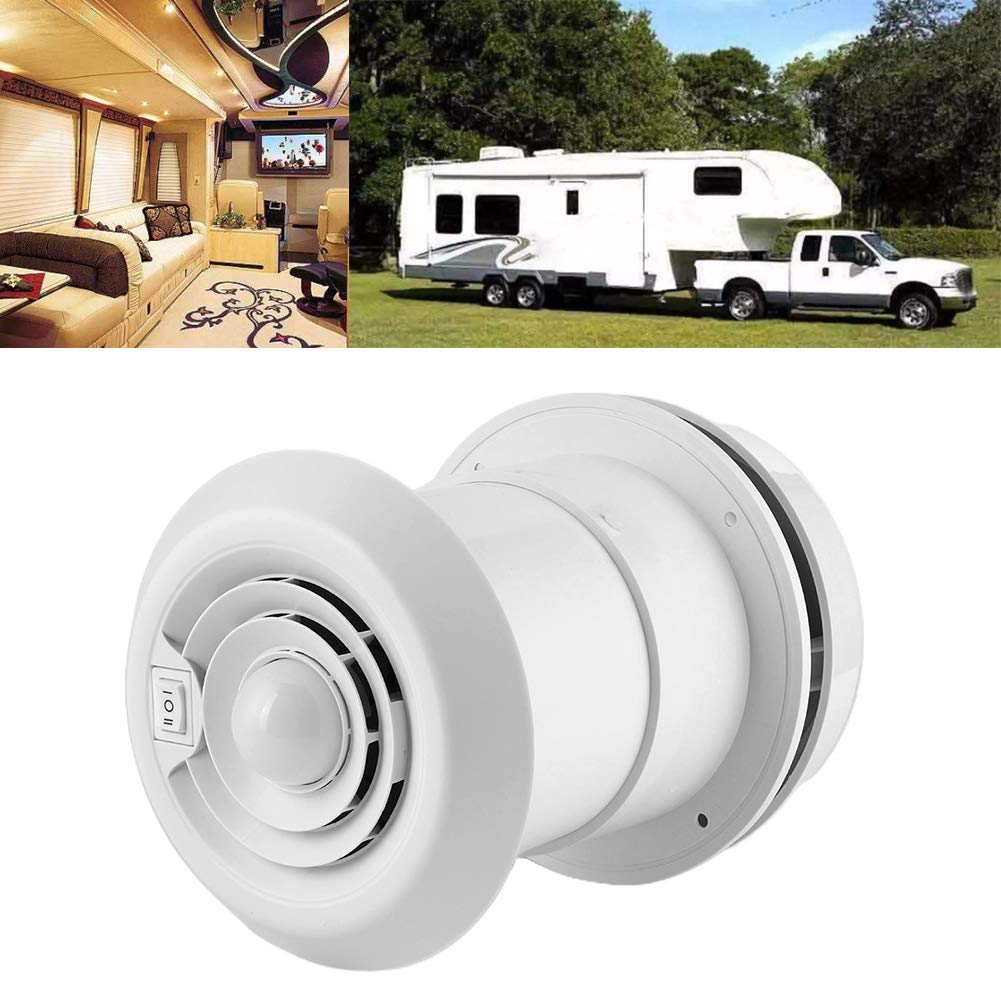Qiilu Van Roof Exhaust Fan, 12V Powered Round Vent Roof Vent Ventilation Mushroom Head Shape Round Exhaust Outlet Vent With Led Light For Homes Trailer Travel Caravan
