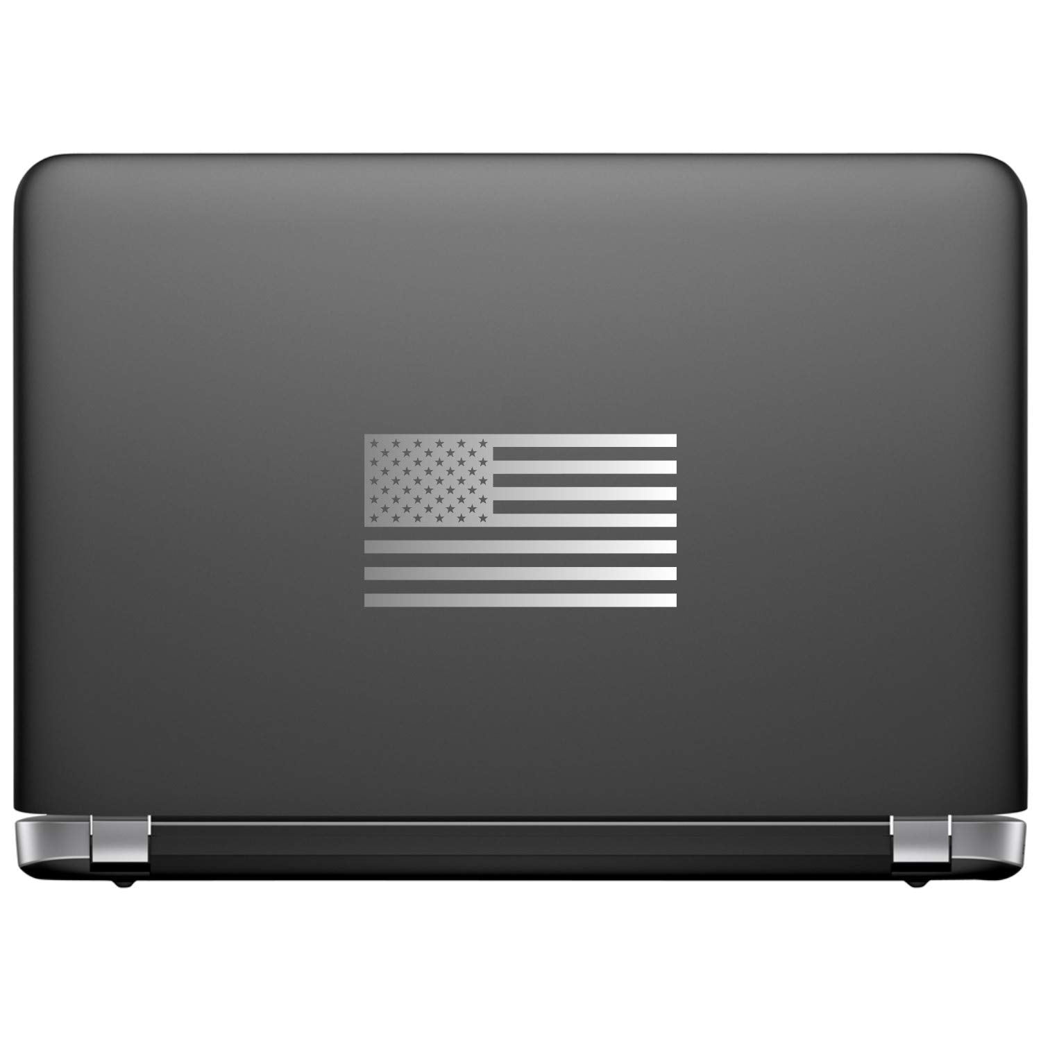 American Us Flag [Pick Color/Size] Vinyl Decal Sticker For Laptop/Car/Truck/Window/Bumper (10In X 5.5In, Matte Metallic Silver)