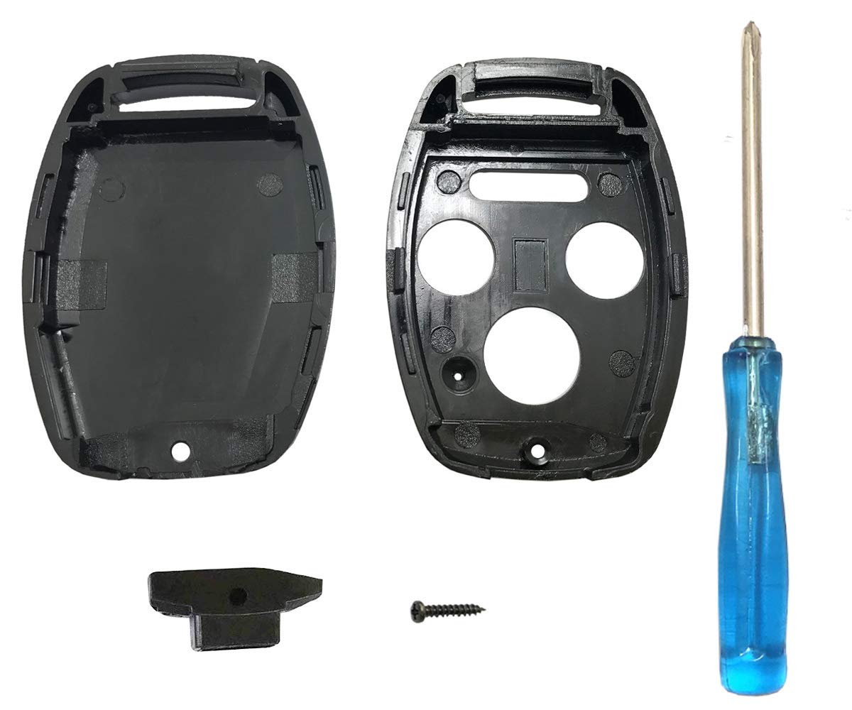 Grakest Key Fob Shell Case for Honda Accord, Civic, Pilot, CR-V - Black 3+1 Replacement Cover, No Cutting Required