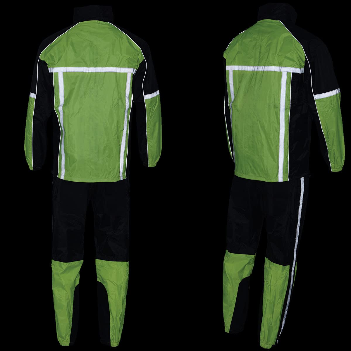 Milwaukee Leather MPM9510 Men's Black and Neon Green Motorcycle Water Resistant Rain Suit w/Hi-Vis Reflective Tape - 5X-Large
