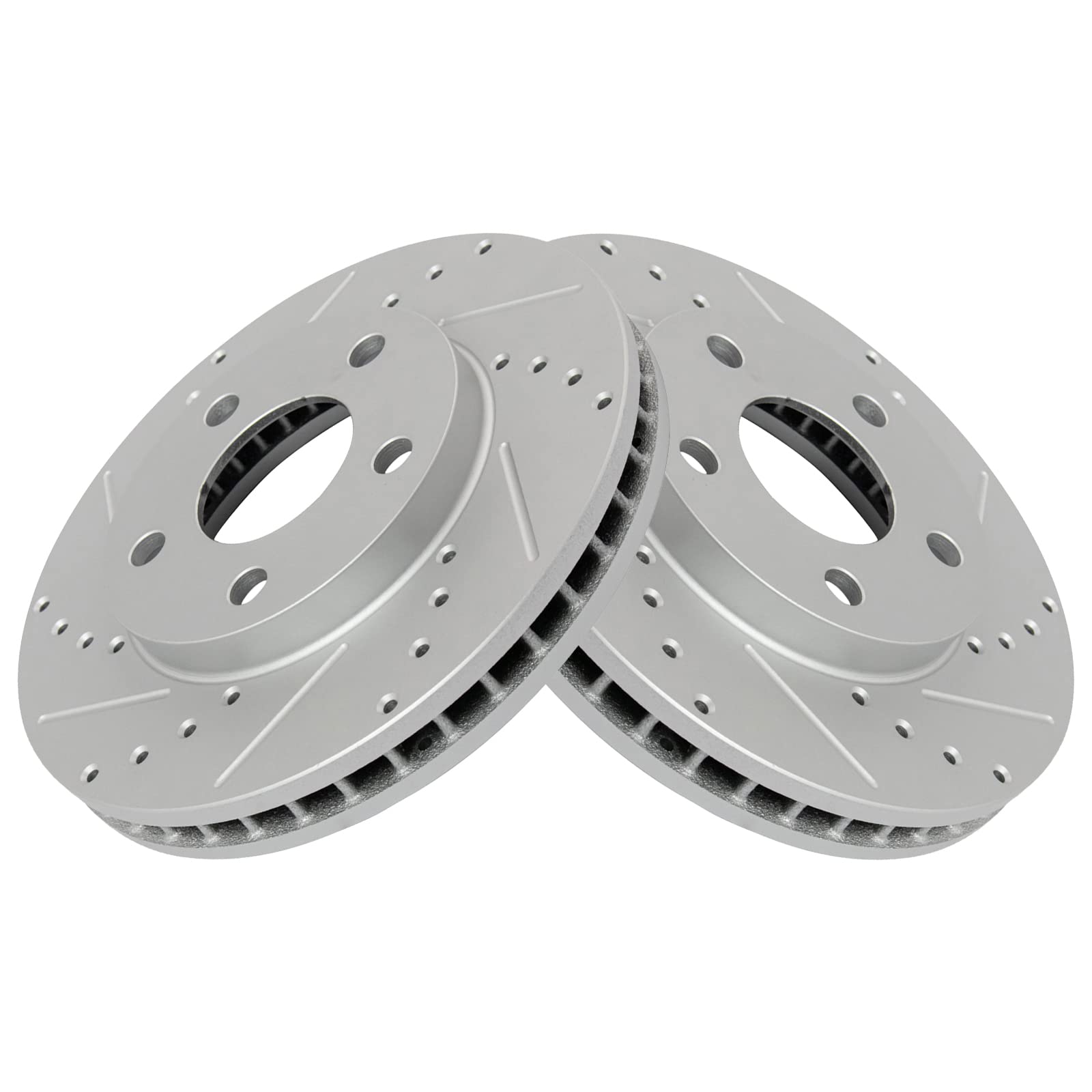 Trq Front Performance Brake Rotor Drilled Slotted Pair Set For Oldsmobile/Pontiac/Chevy/Cadillac/Buick