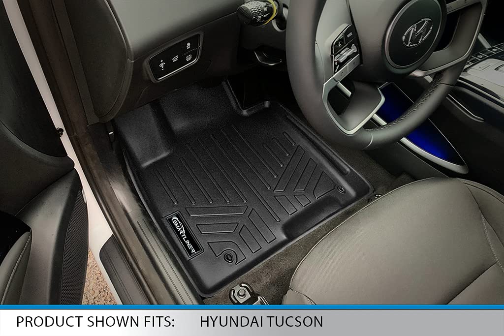 Smartliner All Weather Custom Fit Black 2 Row Floor Mat Liner Set Compatible With 2022-2023 Hyundai Tucson