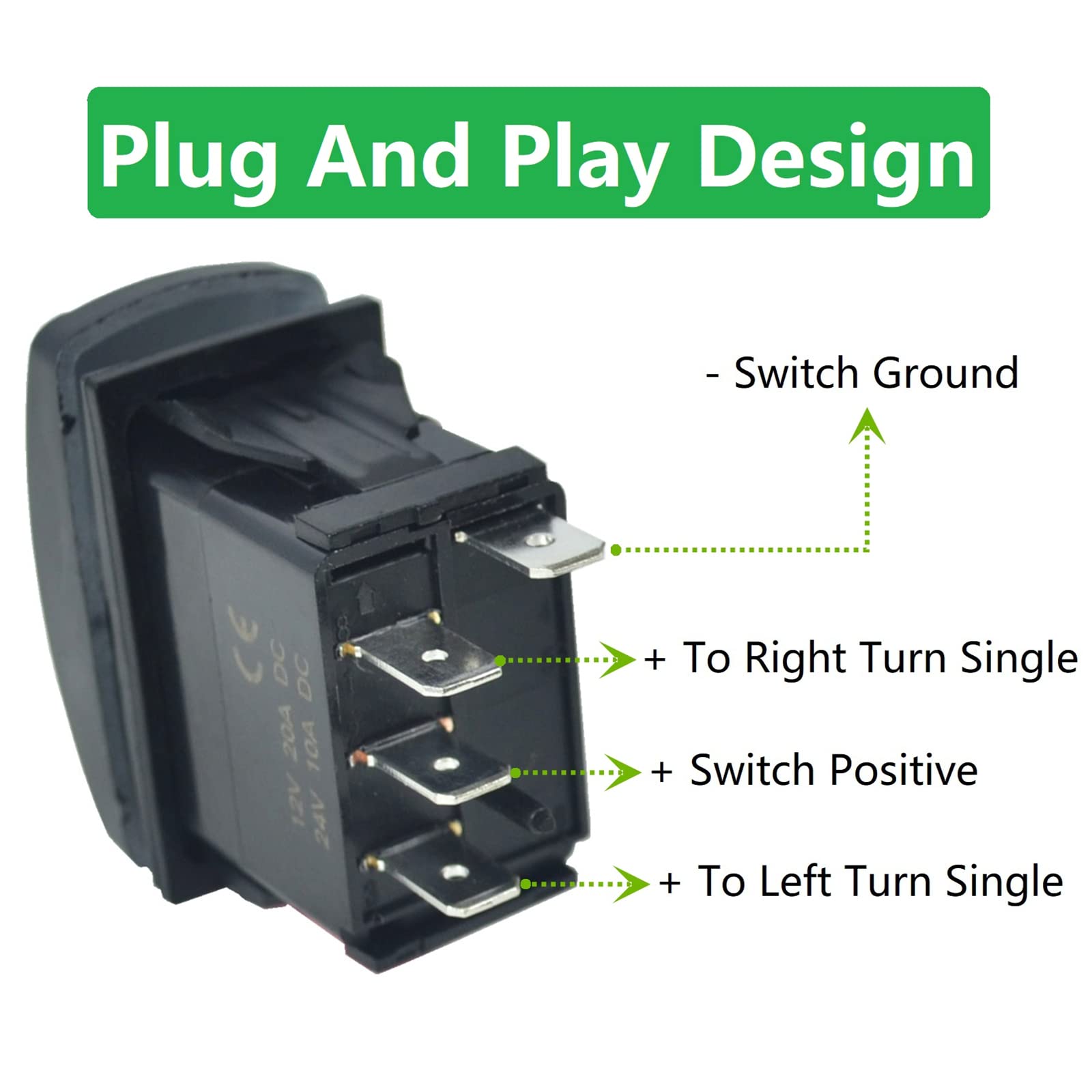 Turn Signal Rocker Switch And Flasher Relay Combo Kit For Atv Utv Rv Boat Off-Road Truck Tractor Motorcycle 4Pin Ip67 On/Off/On
