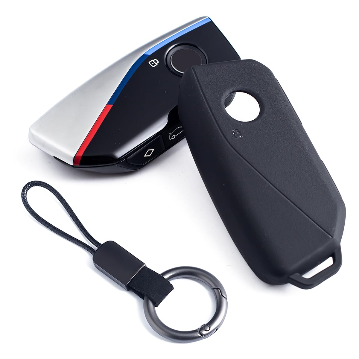 MIHUMIMO Key Fob Cover Case Compatible with BMW X1 X5 X6 X7 XM 530i 540i 740i 760i Accessories Matte Black