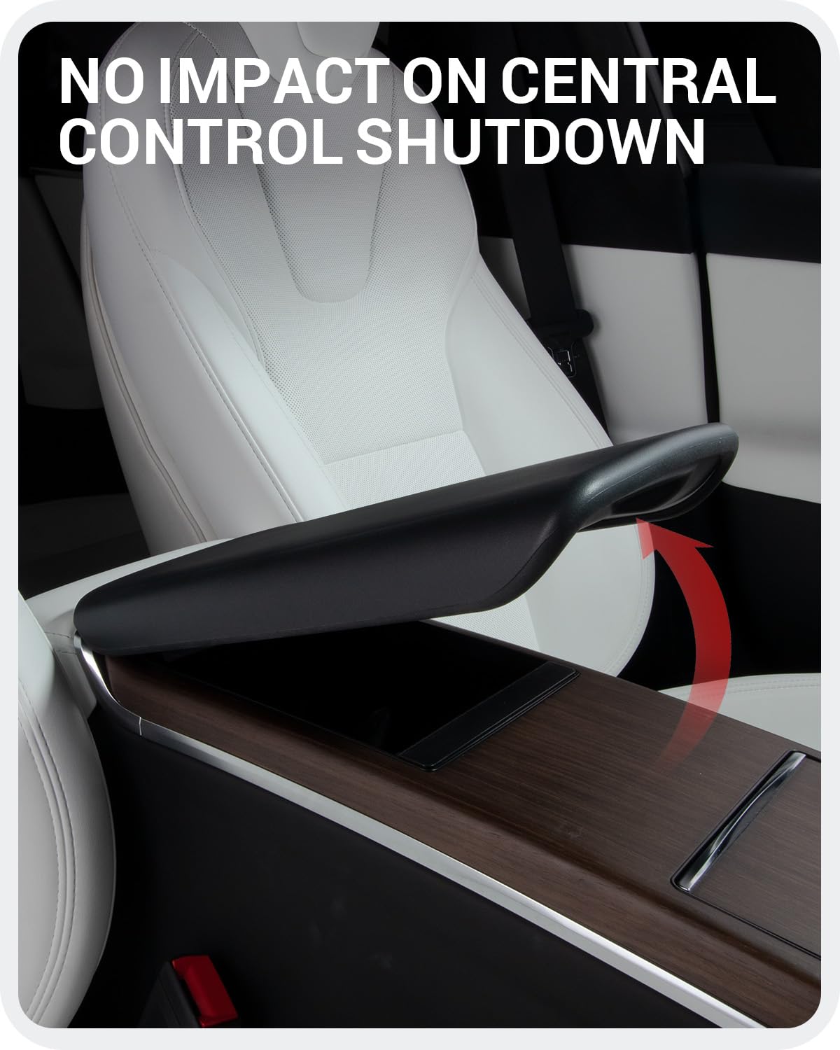 BASENOR Center Console Cover for Tesla Model S/X, Non-Slip TPE Armrest Protector, Black, 2021-2026