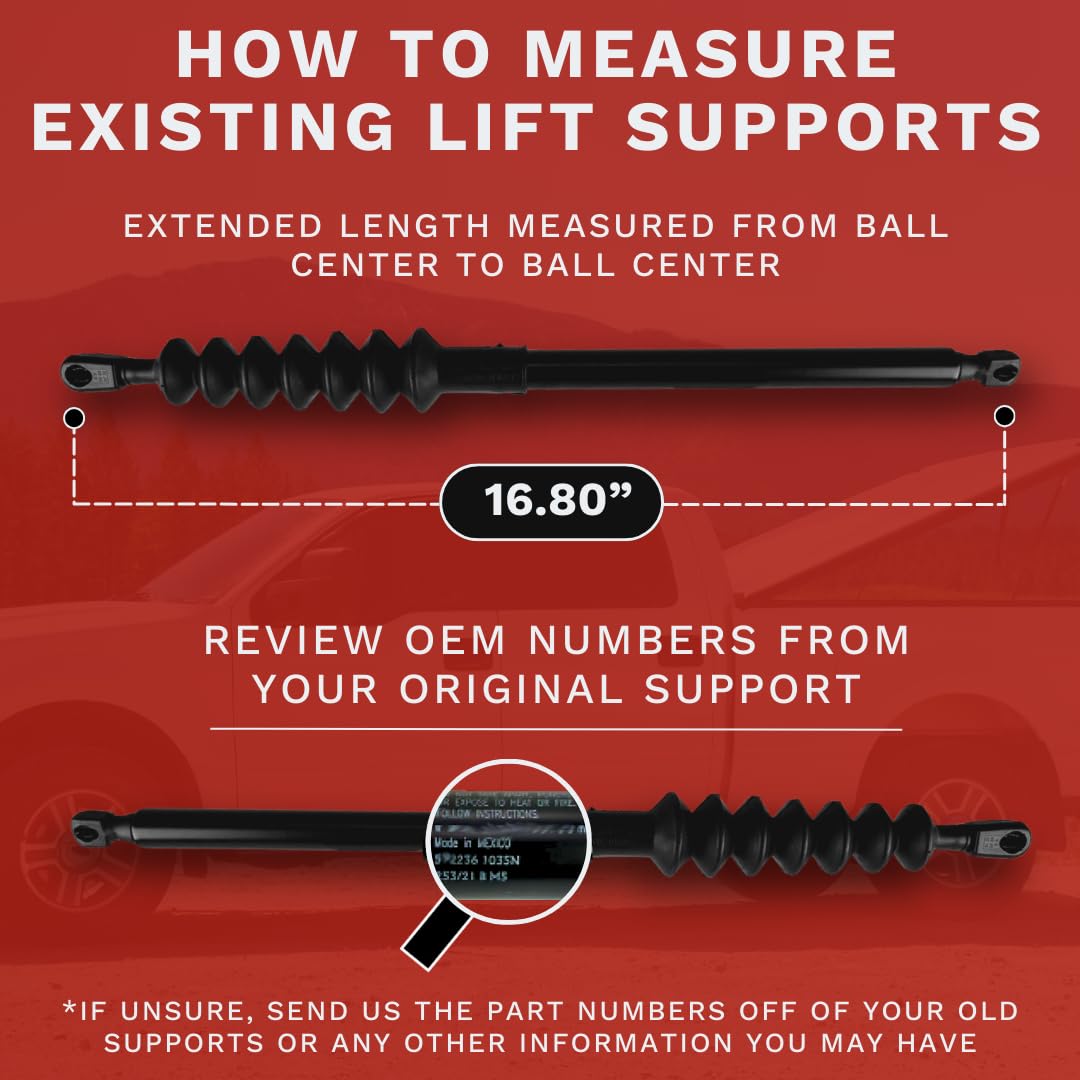 Lift Supports Depot Tailgate Lift Supports for Tundra 2007-2021, Steel, Black, Model PM17066, Direct Fit, Easy Installation
