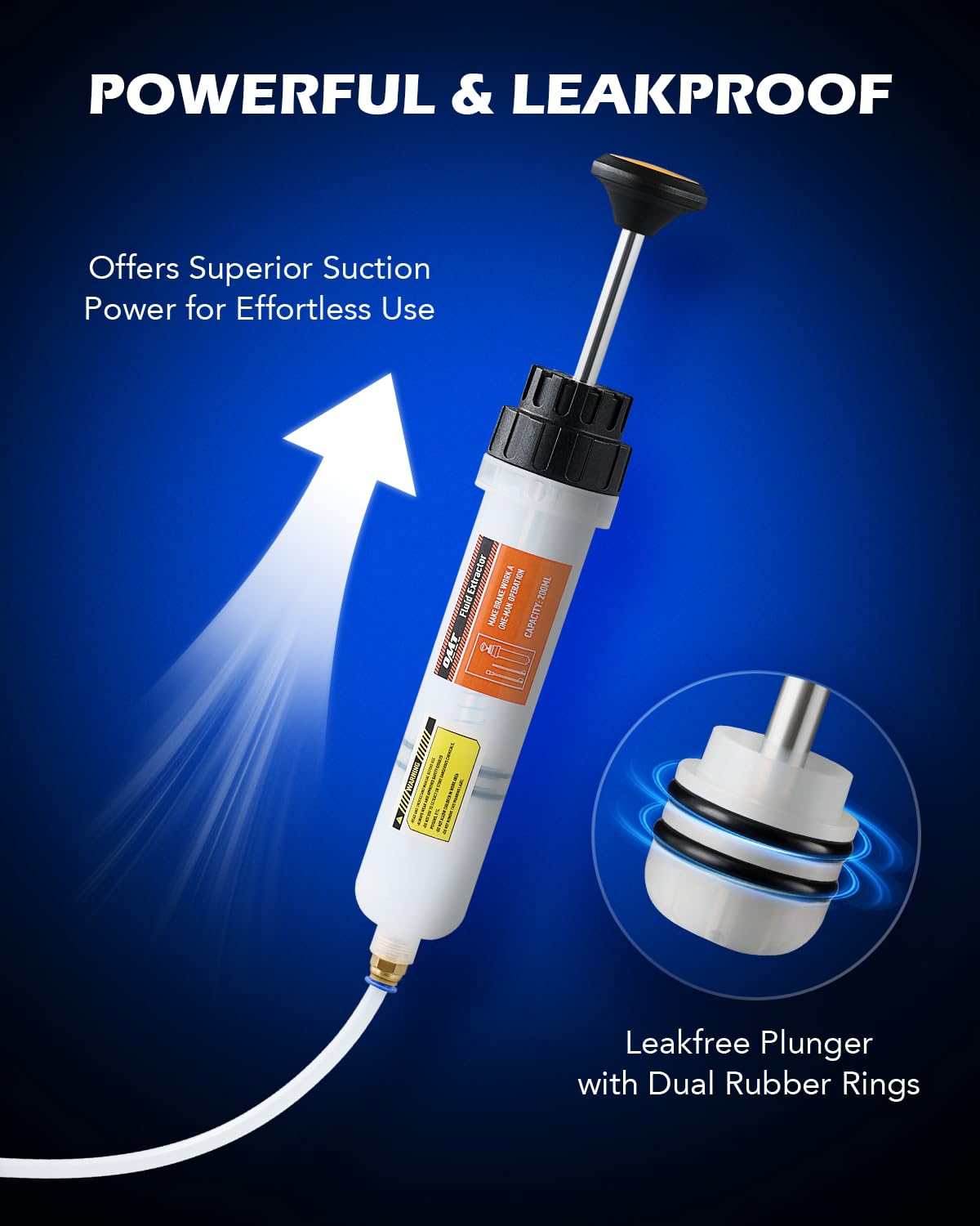 Omt 200Ml Manual Fluid Extractor And Filler, Syringe Style Pump For Power Steering Transmission Gear Oil & Brake Fluid Changes,
