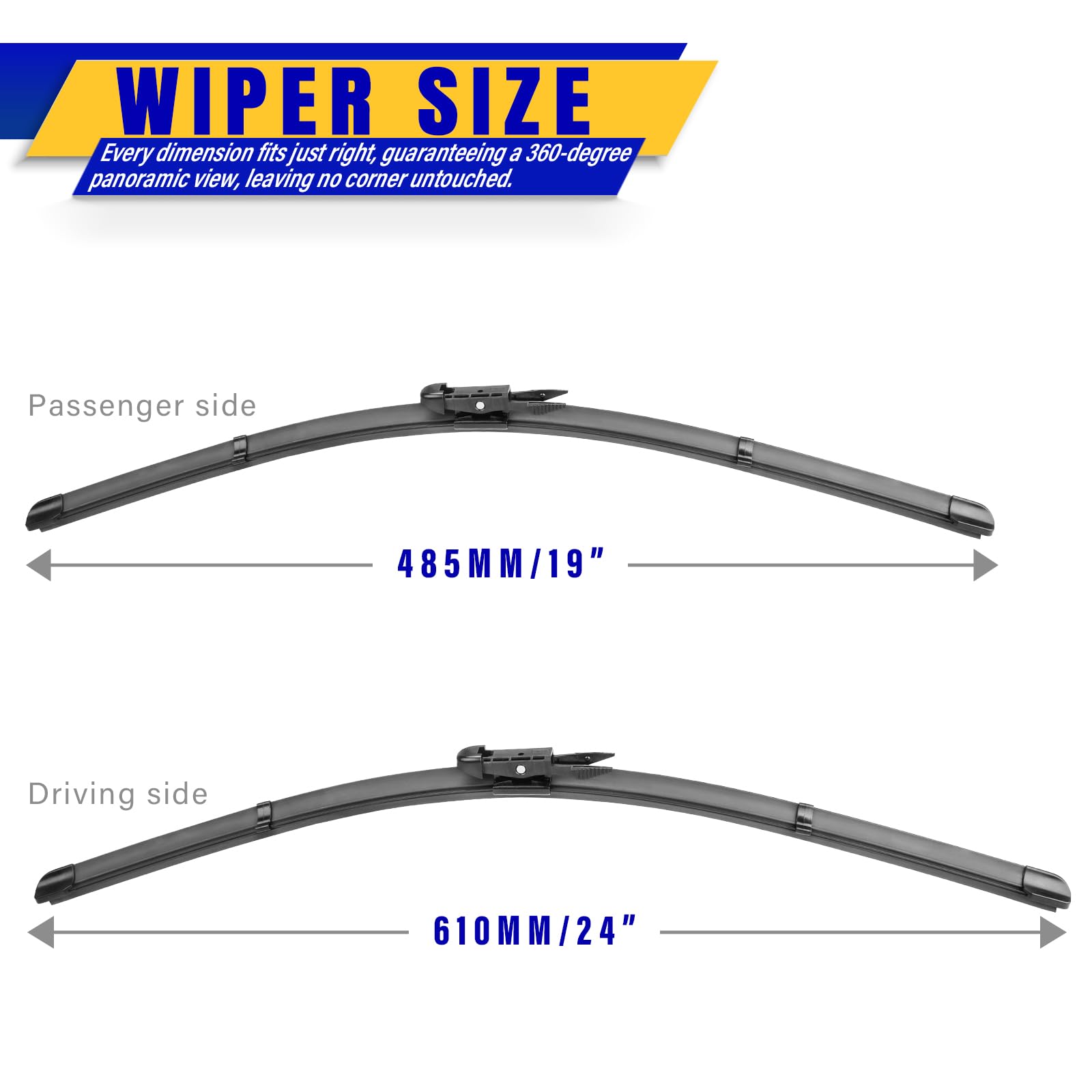 2 Wipers Replacement For Bmw 3-Series 4-Door E90 E91 F30 F31 F34 F80 M3 09/2009-2018 Audi A3 2005-2013, Windshield Wiper Blades