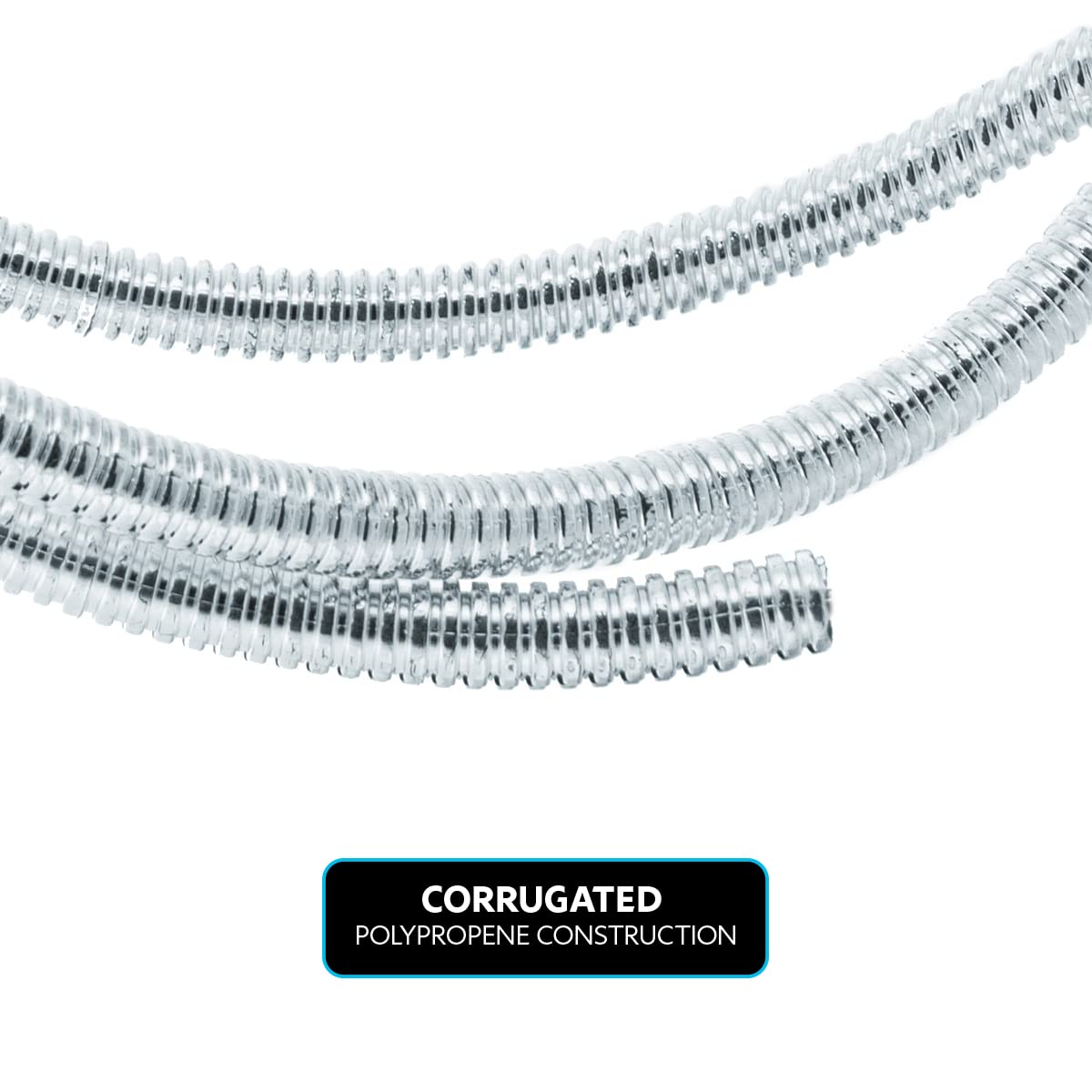United Pacific 34802 72-Inch Long     Diameter Chrome Wire Loom, Corrugated Polypropene Construction, Crush & Abrasion Resistant