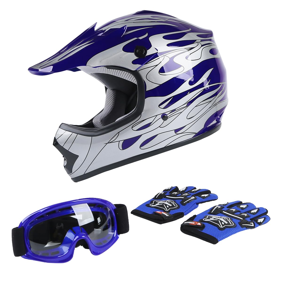 Tct-Motorparts Dot Youth Kids Four Wheeler Riding Helmet Motocross Atv Helmets Offroad Street Dirt Bike Go-Kart Bmx Mx Full Face