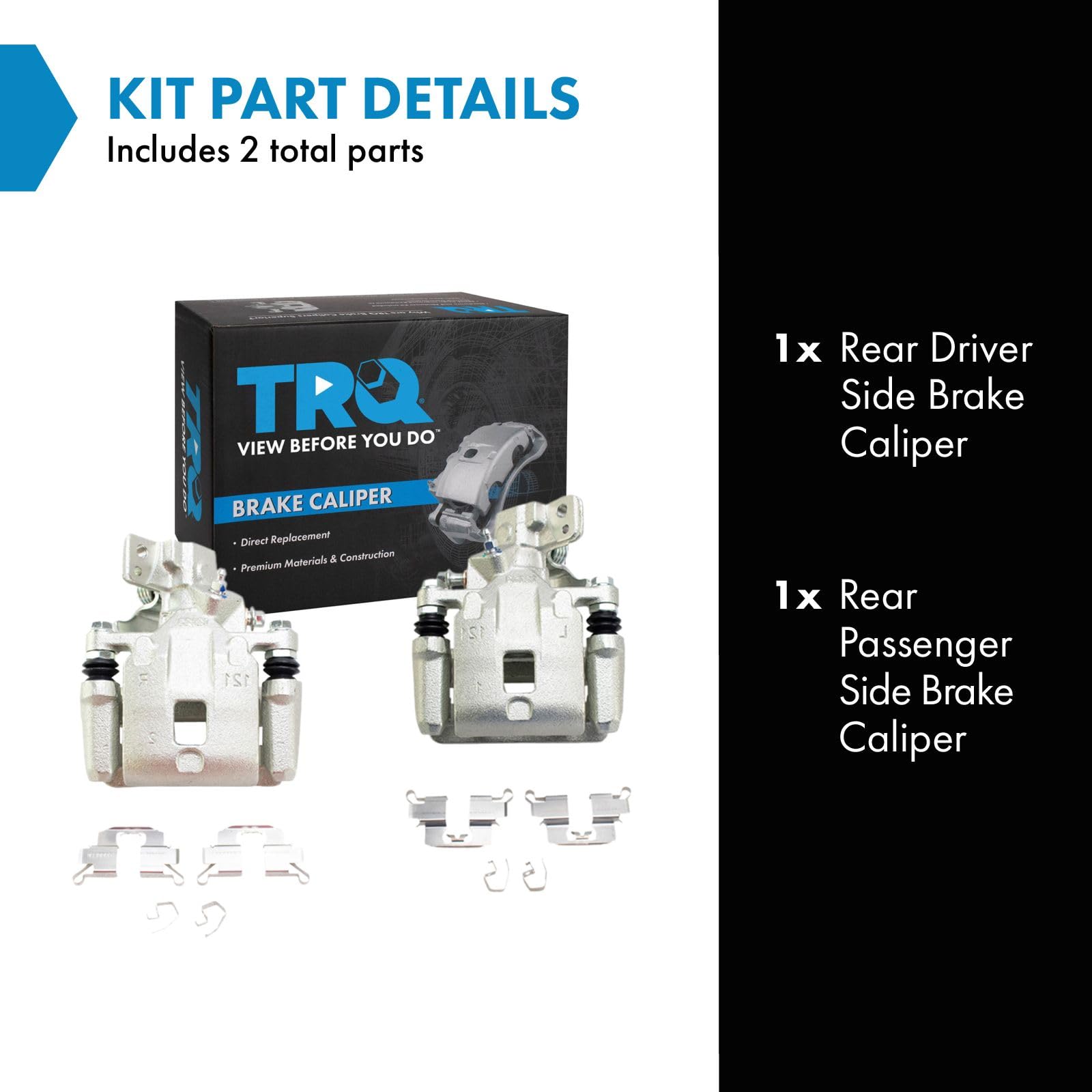 Trq Rear Brake Caliper Set Compatible With 2016-2018 Mazda Cx-3