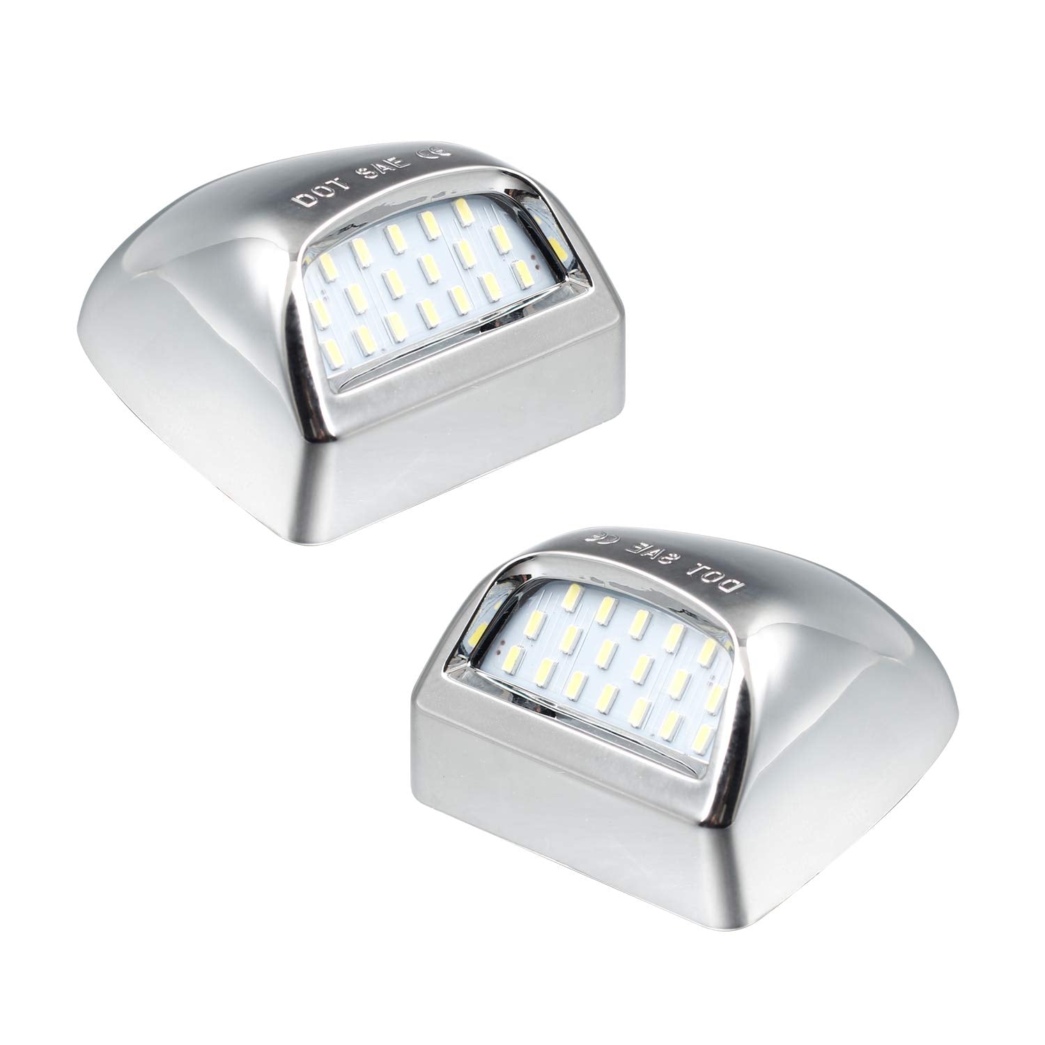 Ruxifey Chrome Led License Plate Lights Lamp Compatible With Silverado Suburban Gmc Sierra 1500 2500 3500 Hd Tahoe Yukon Cadilla