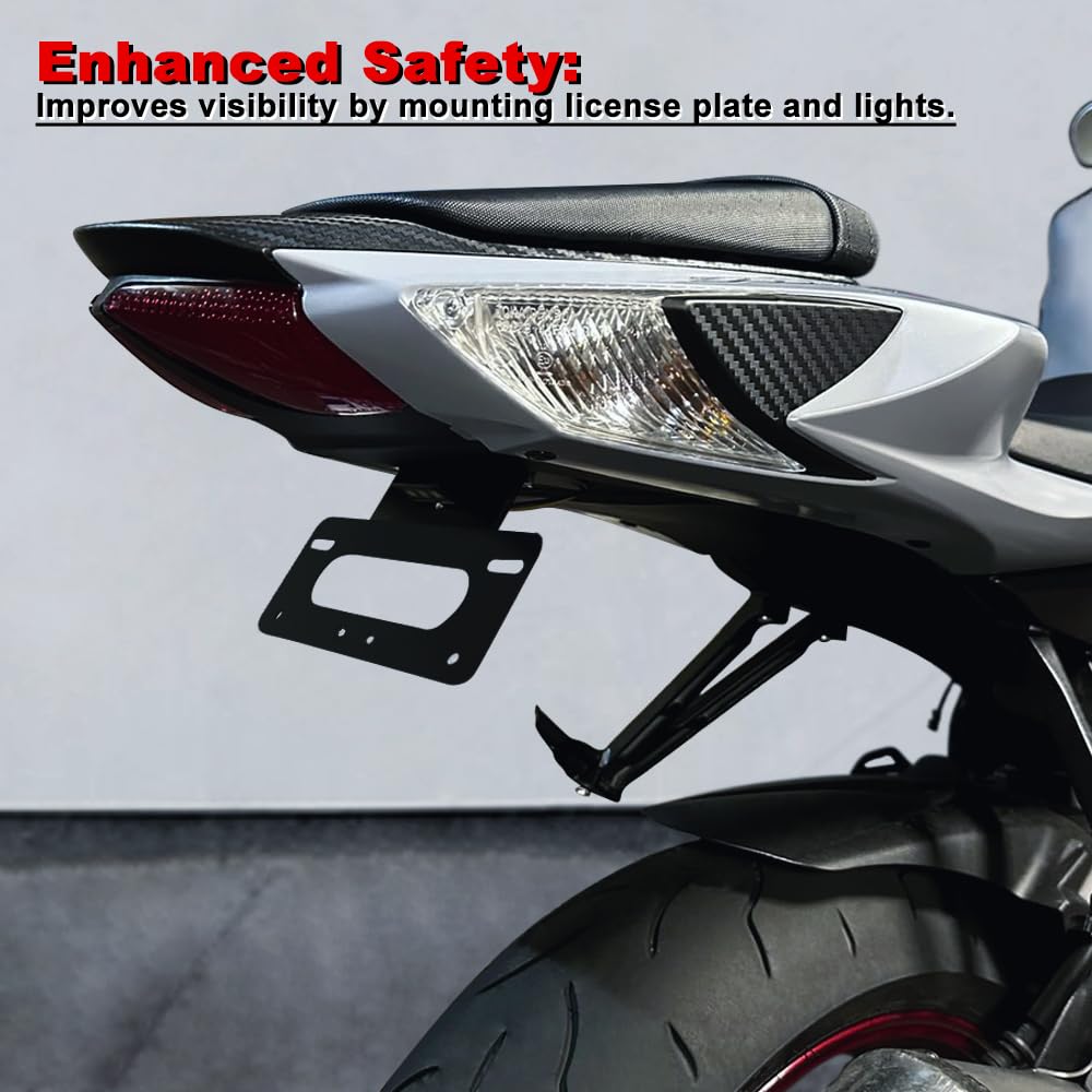 Xitomer Fender Eliminator for GSXR 600/750 (2011-2024) - Black Aluminum Tail Tidy with LED License Plate Light