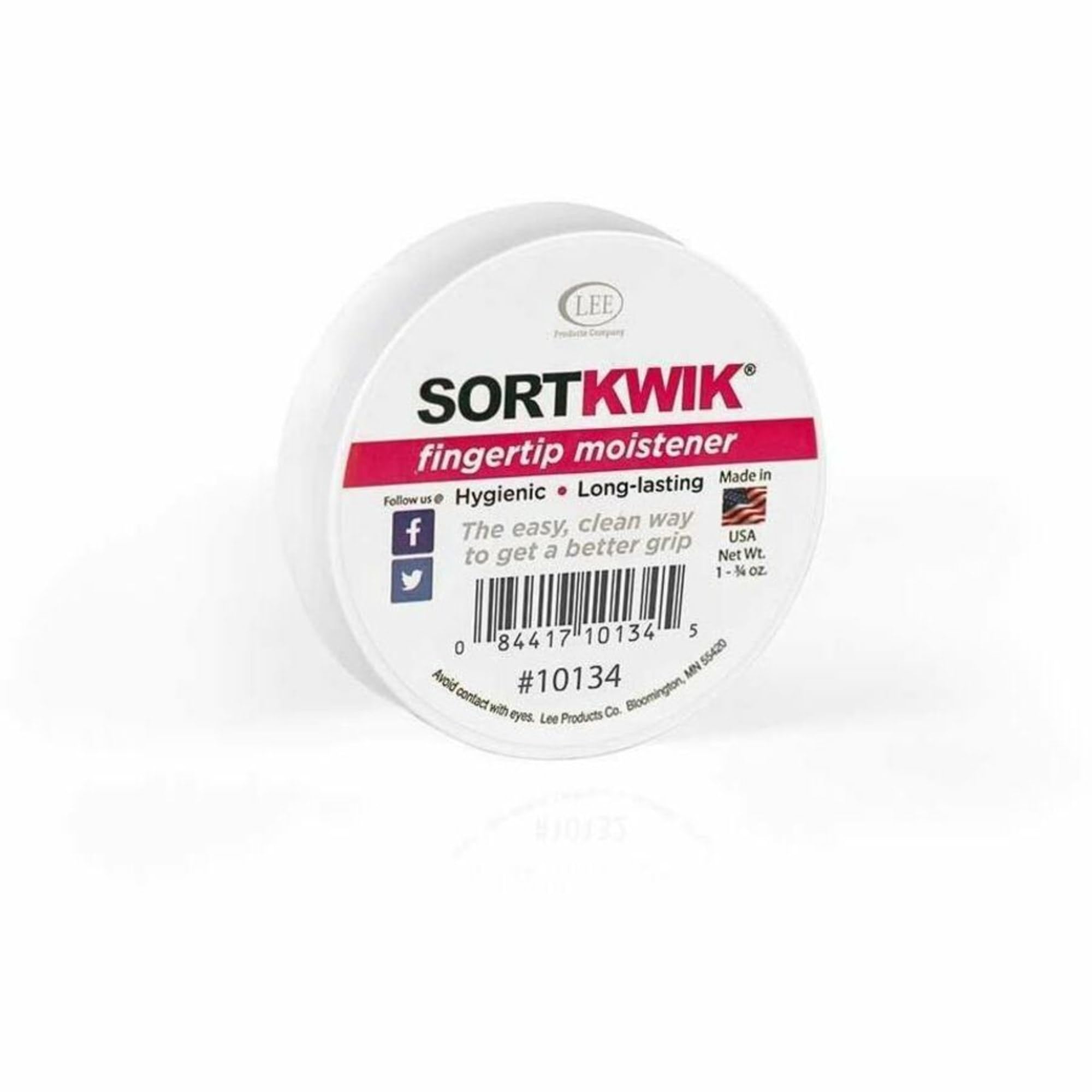 Lee Sortkwik Anti-Bacterial Fingertip Moistener, 1.75 oz, Non-Toxic, Odorless, Putty Color, Model 10134, Non-Skid Back