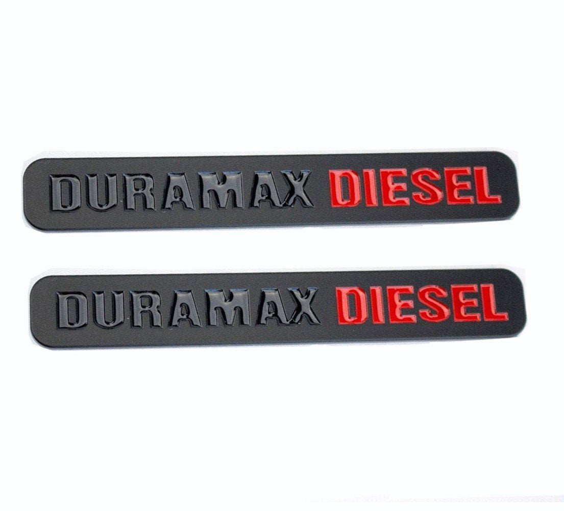 Yoaoo 2Pack Oem Black Duramax Diesel Allison Truck Emblem Badges Compatible With Silverado 2500 3500 Hd Sierra Matte Black Red