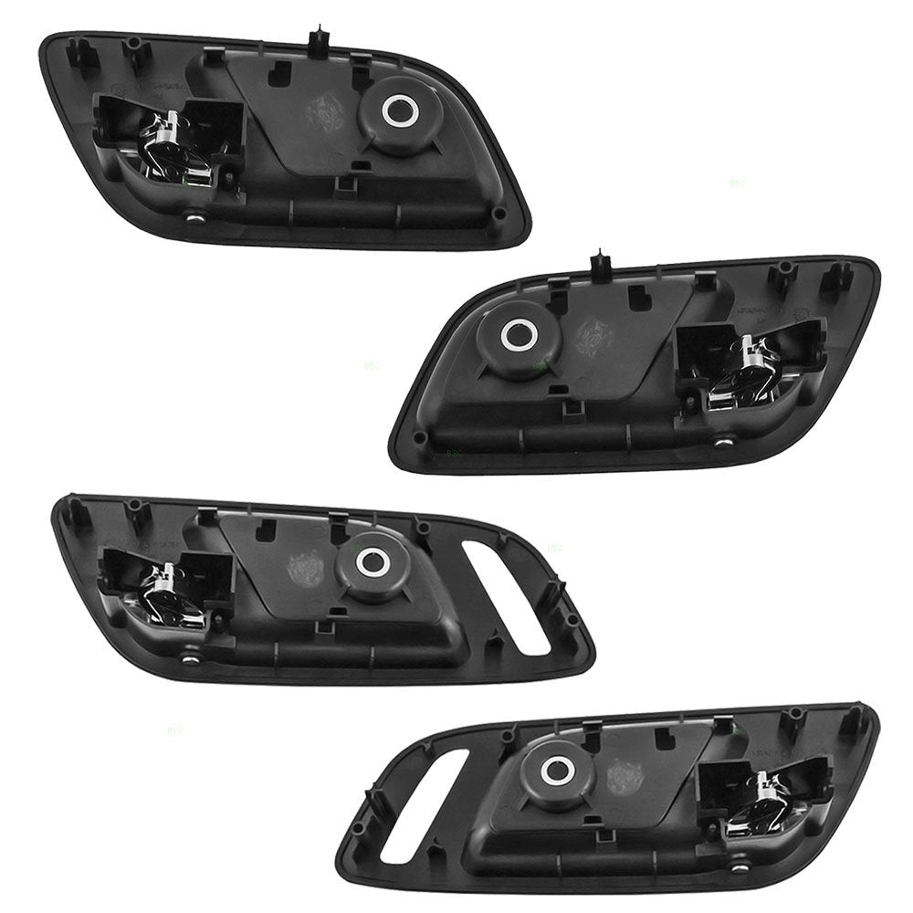Autoandart Brock Replacement 4 Pc Set Inside Door Handles Chrome Lever Black Housing Compatible With Silverado Sierra Escalade S