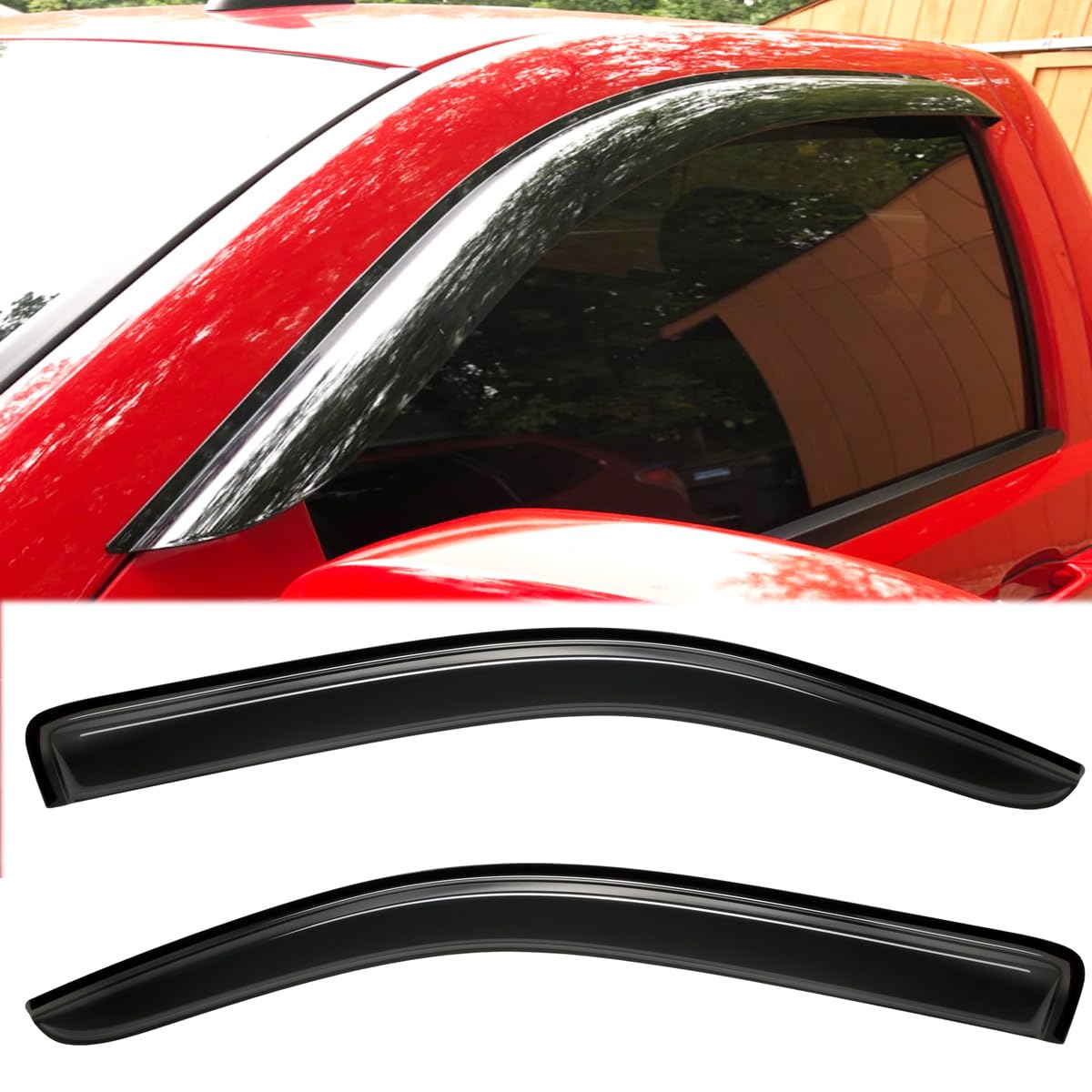 Deebior 4Pcs Outside Mount Style Window Rain Guards Durable Side Window Wind Deflectors Dark Smoke Vent Window Visors Fit For 20