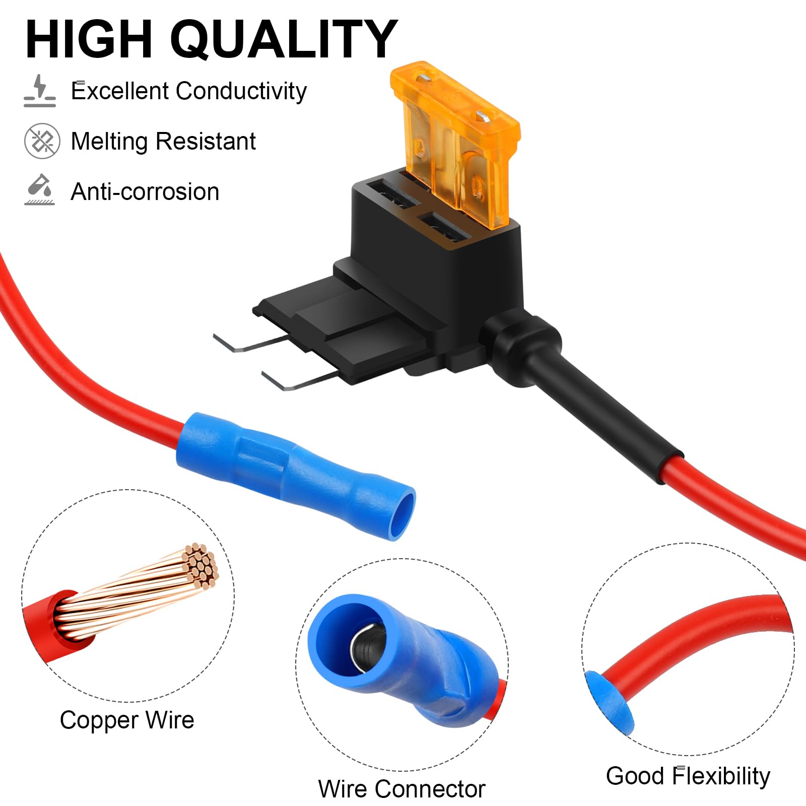 Cooclensportey 16 Pack 4 Types Fuse Tap, Upgraded 12V Car Add a Circuit Fuse Tap Kit - Standard Mini Micro2 and Low Profile Mini