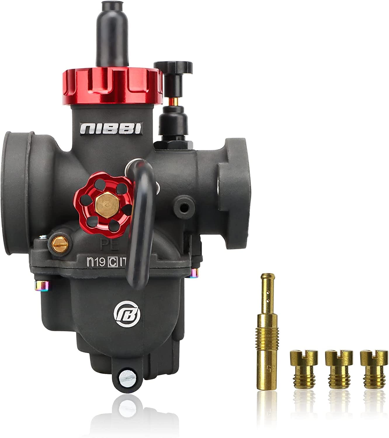 NIBBI Motorcycle Carburetor 19mm 50CC 70CC 100CC Carburetor PE19FL With Carburetor Jets Fit YAMAHA KAWASAKI SUZUKI Apollo Dirt B