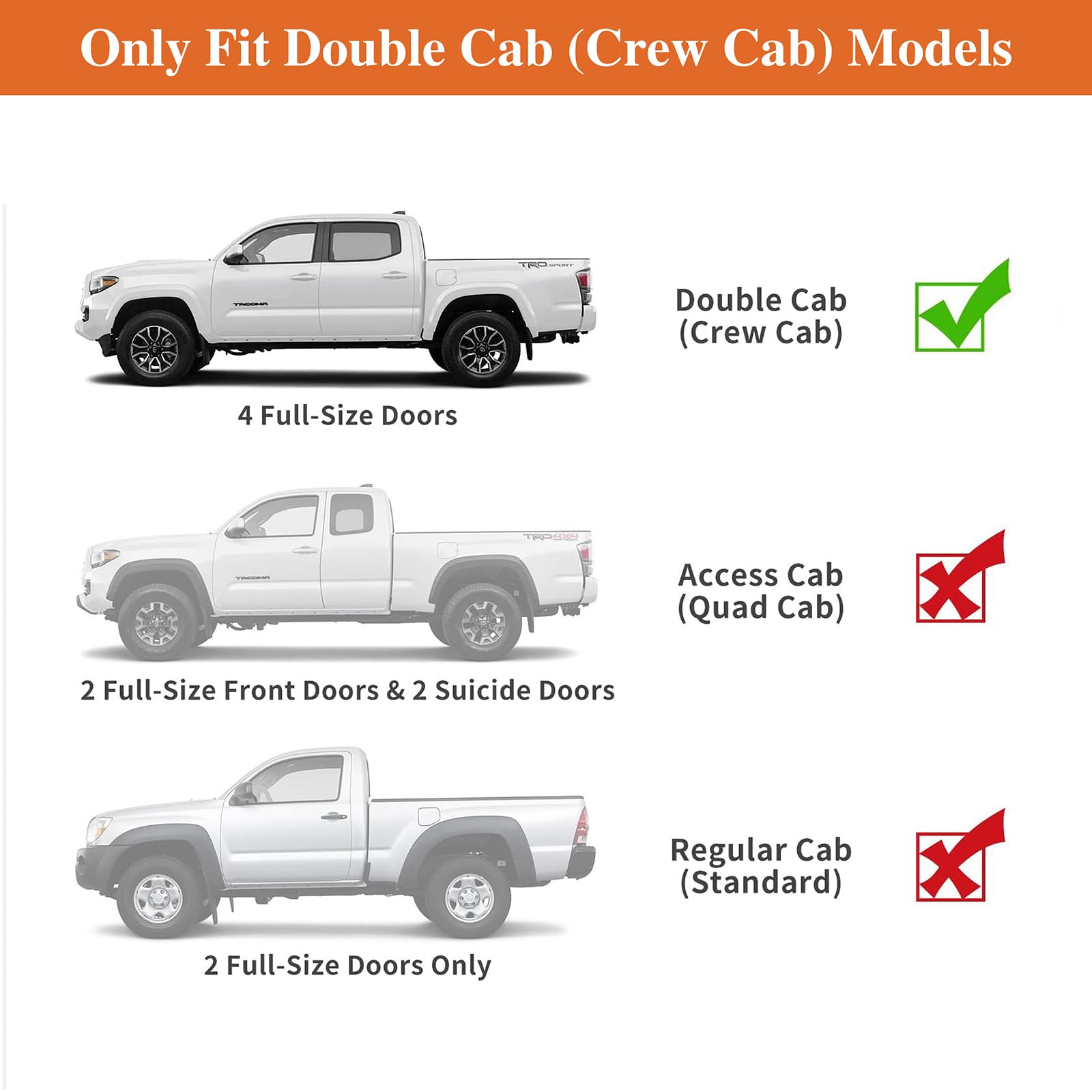 Hooke Road Tacoma Double Cab Top Roof Rack Cargo Carrier For 2005-2023 Toyota Tacoma 2Nd 3Rd Gen Truck (Double Cab Only)