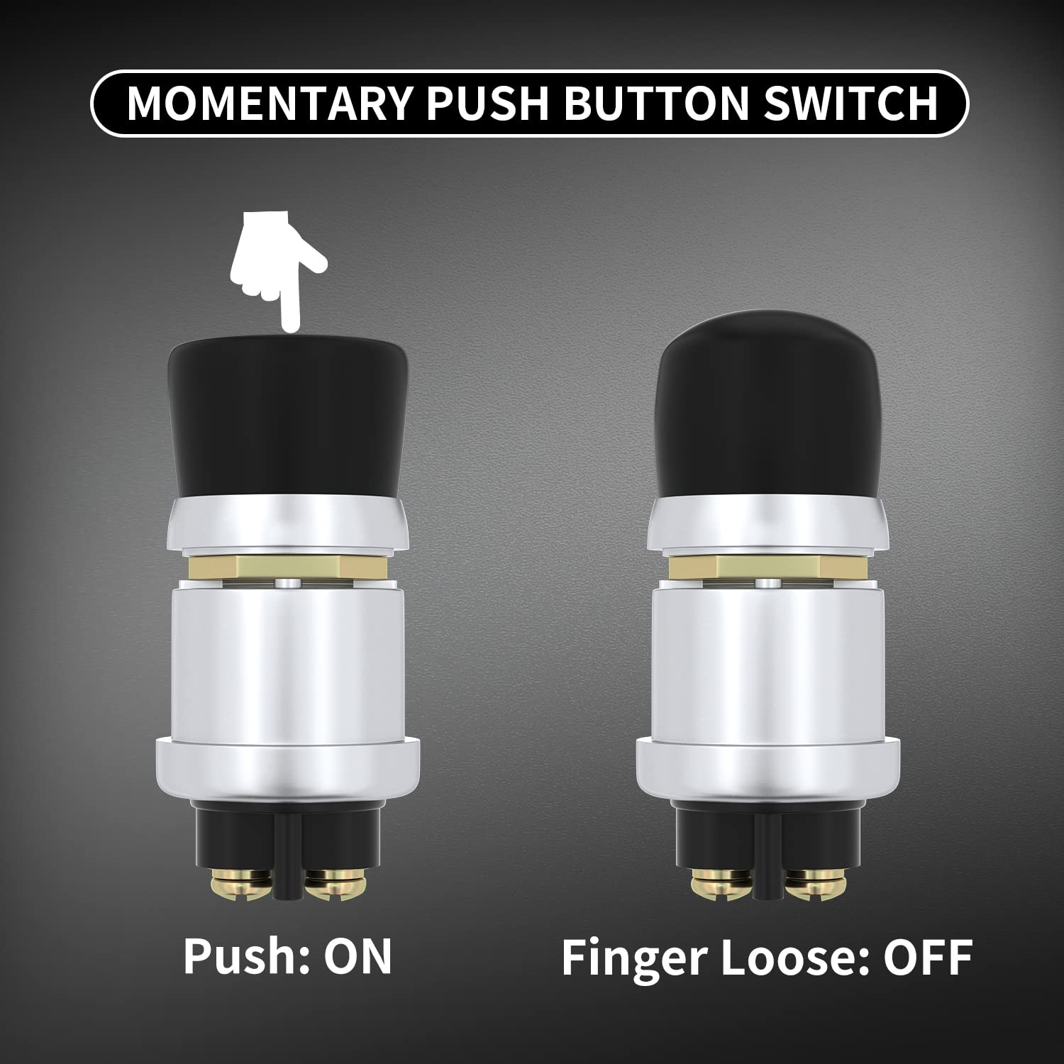 Daiertek Push Button Starter Switch 12V / 24V Waterproof Push Start Button 50A Heavy Duty Momentary Weatherproof For Horn Engine